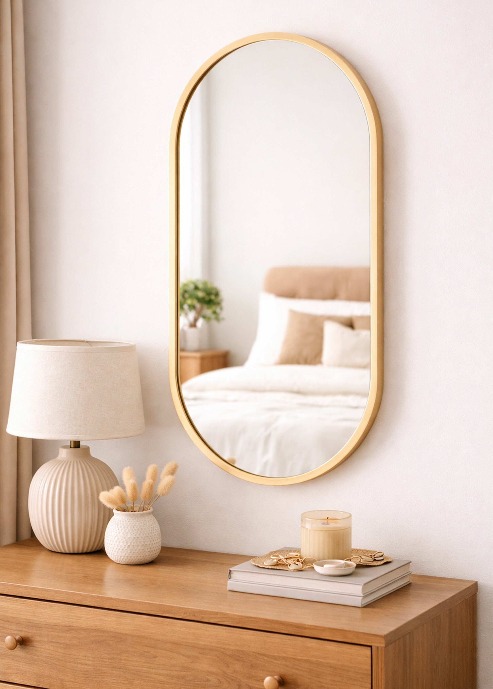 Miroir ovale avec contour fin en métal Doré KP-FL2800220 SI1