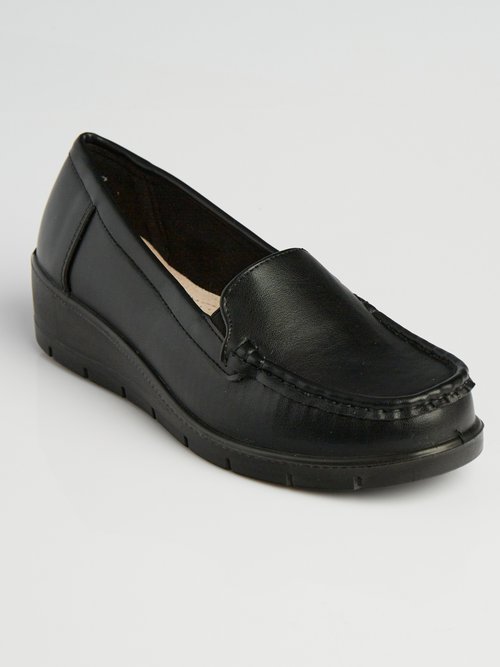 Mocassins avec semelle compensée fantaisie Femme Noir LBSDYH8822 FA1