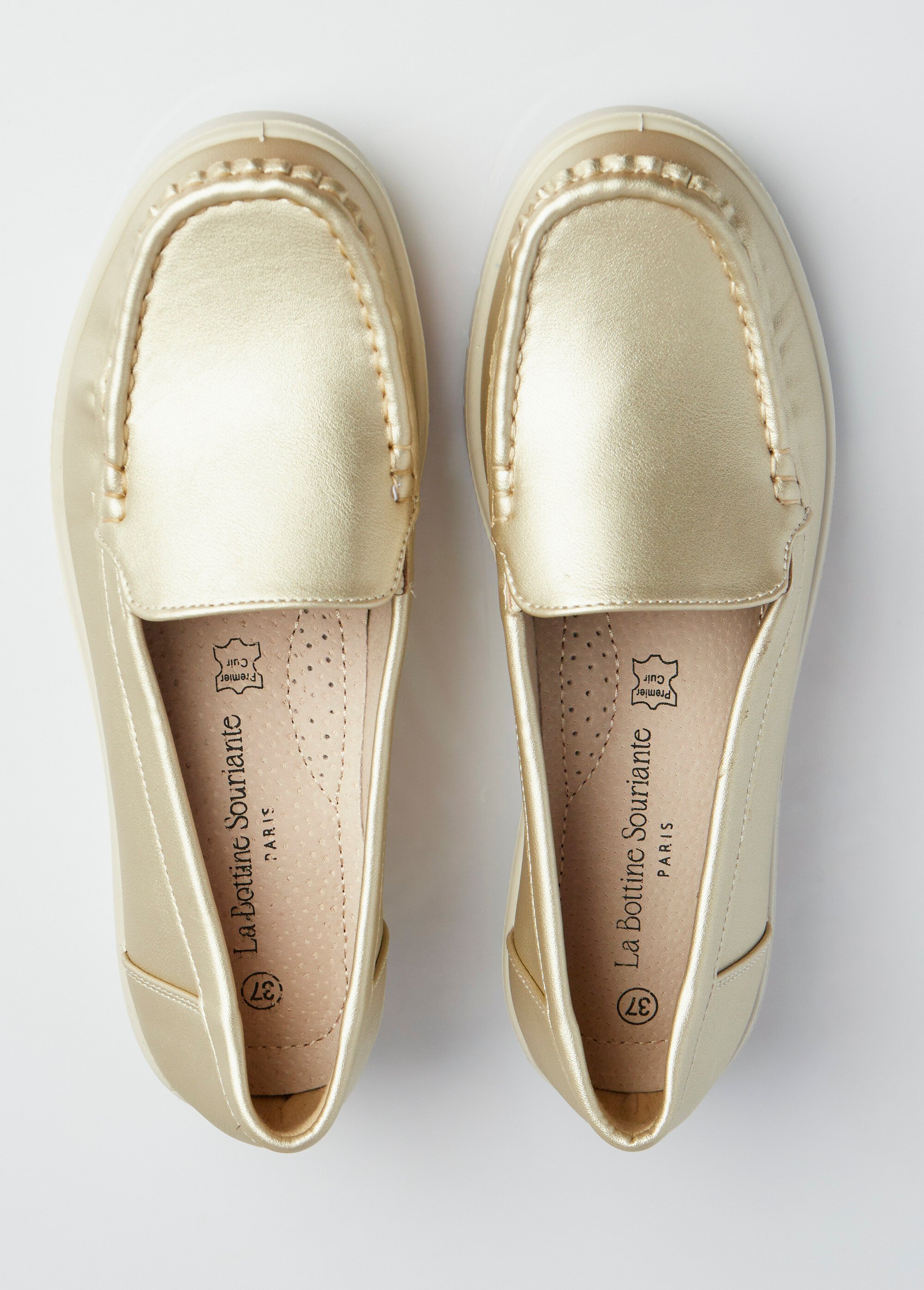 Mocassins avec semelle compensée fantaisie Femme Doré LBSDYH8822 OV1