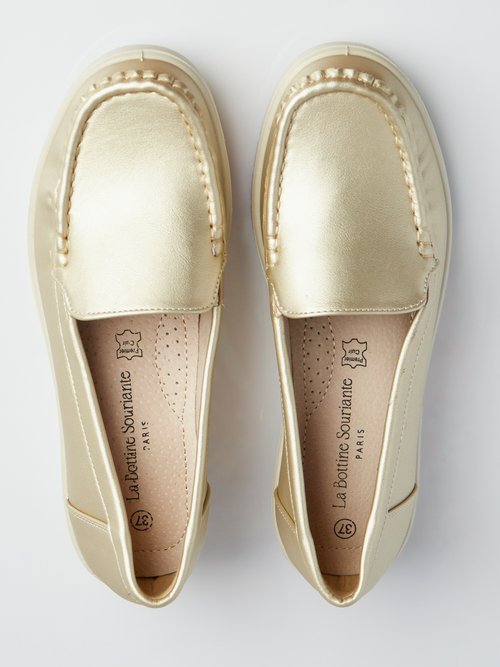 Mocassins avec semelle compensée fantaisie Femme Doré LBSDYH8822 OV1
