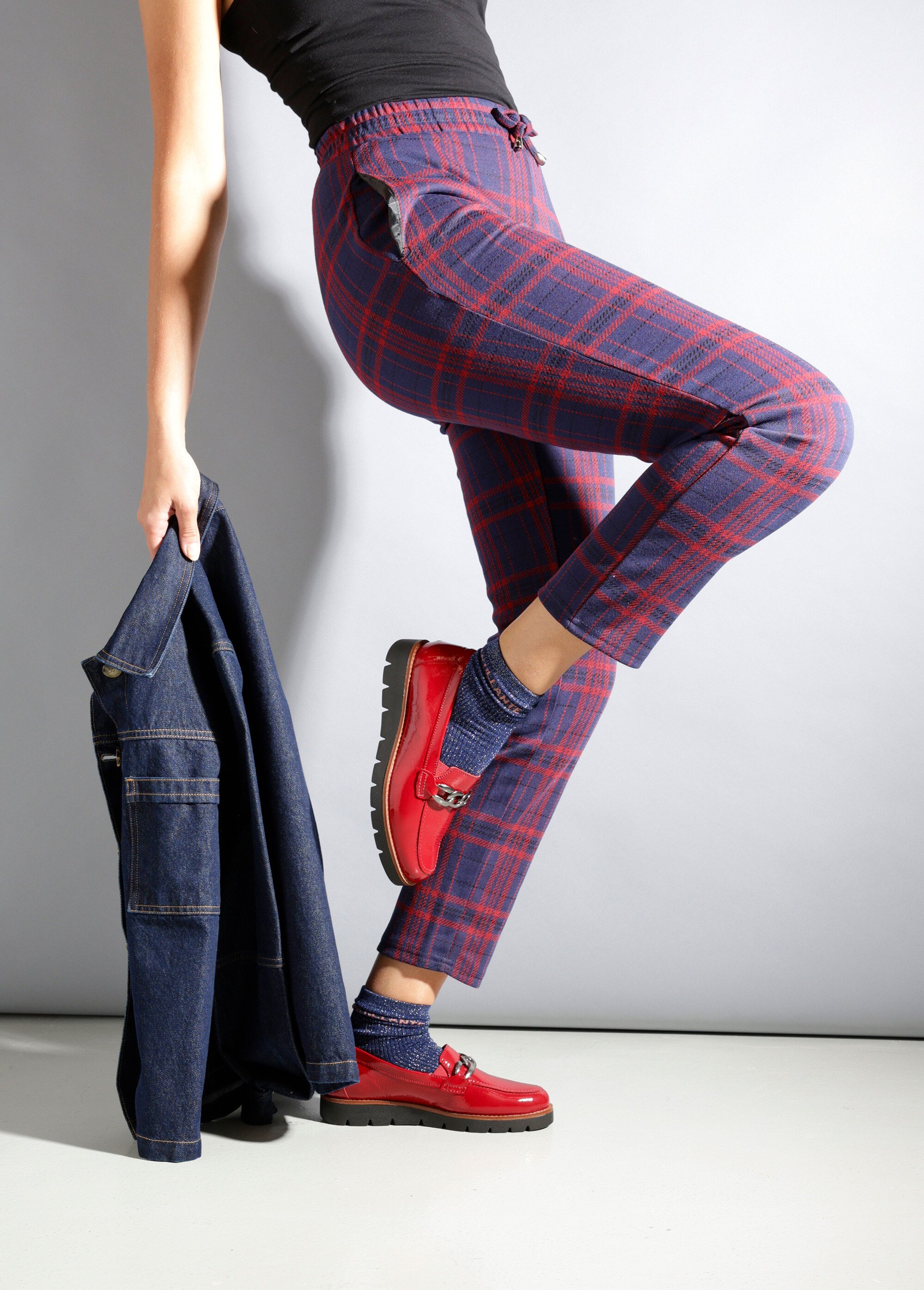 Mocassins grande largeur cuir chaîne à maillons Femme Rouge OCTA SI1