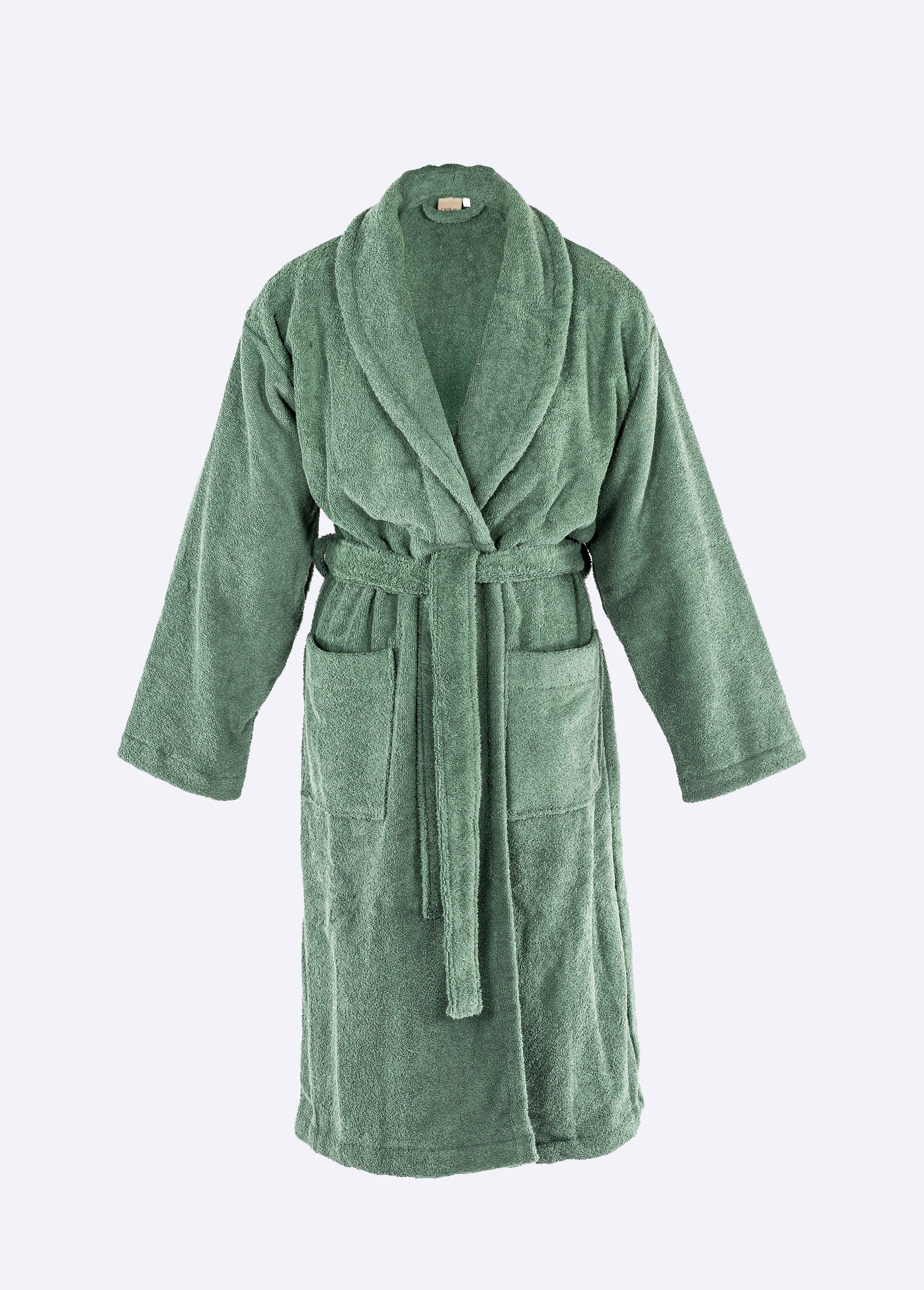 Peignoir long en éponge, avec col châle
