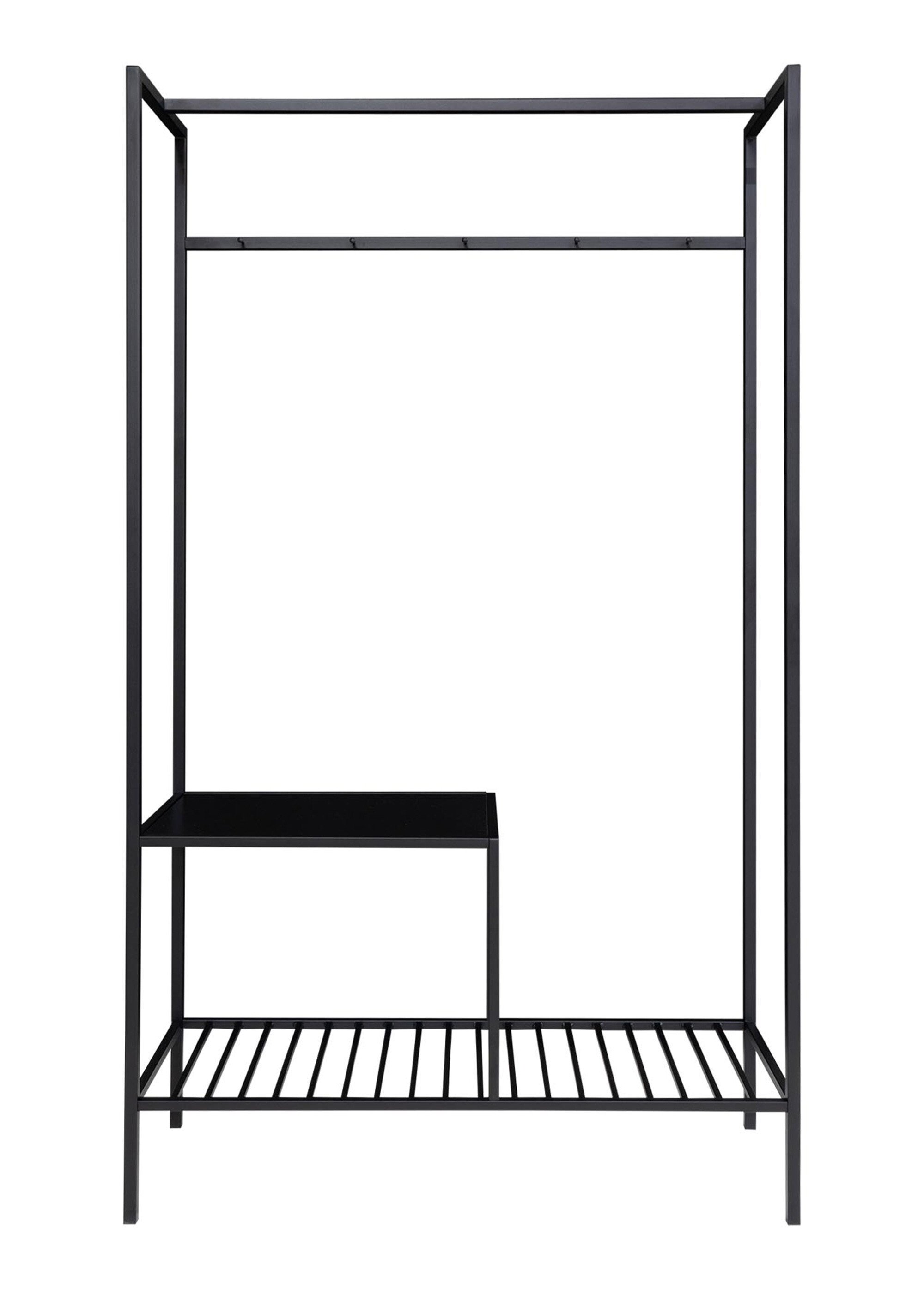 Penderie métal 2 niveaux + 2 barres NOIR HN-3604070 DE1