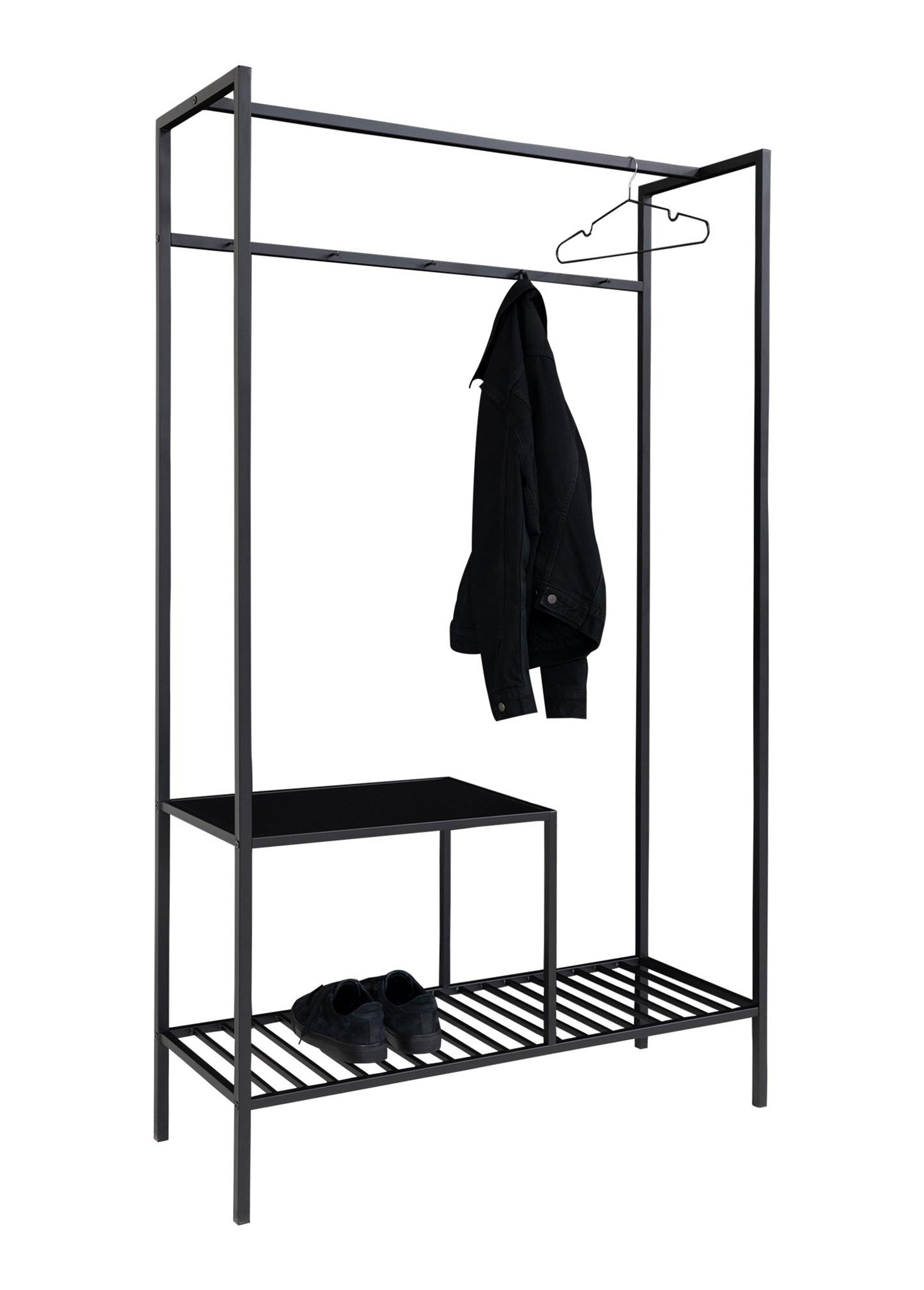 Penderie métal 2 niveaux + 2 barres NOIR HN-3604070 DE2