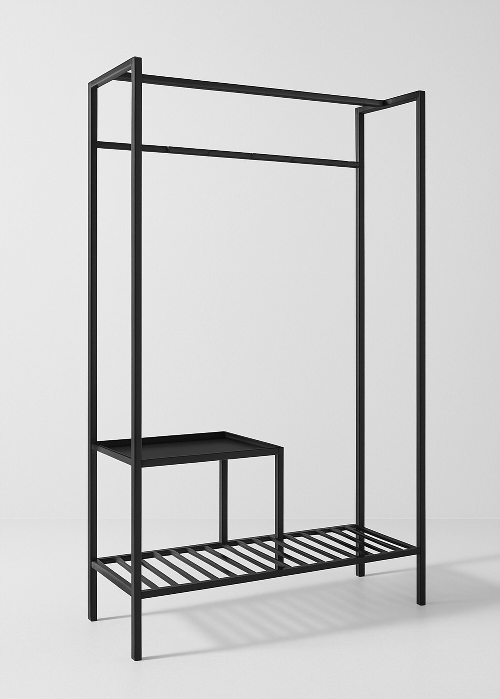 Penderie métal 2 niveaux + 2 barres NOIR HN-3604070 FA1