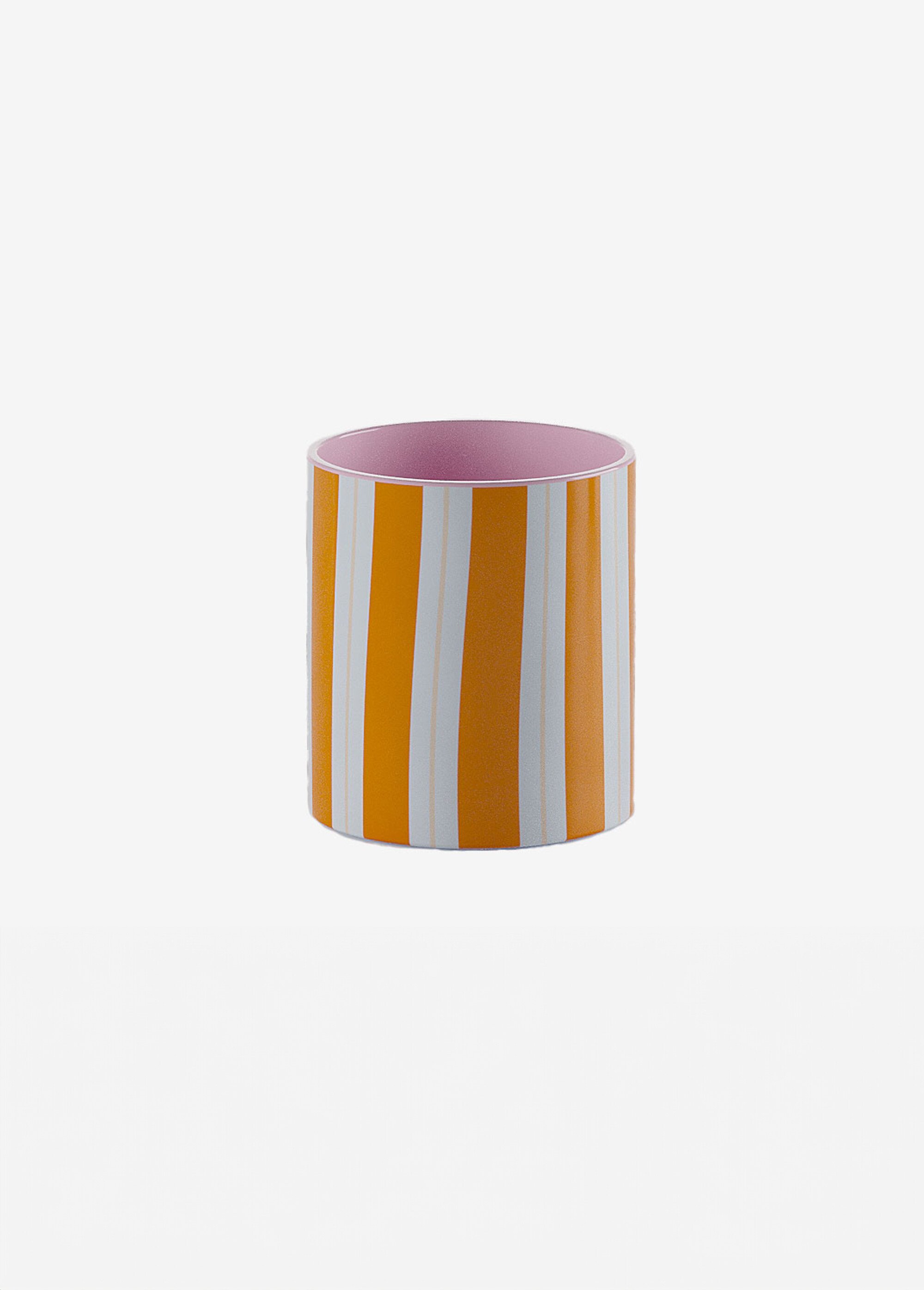 Petit vase cylindrique à rayures, céramique Orange POT-ORLANDO FA1