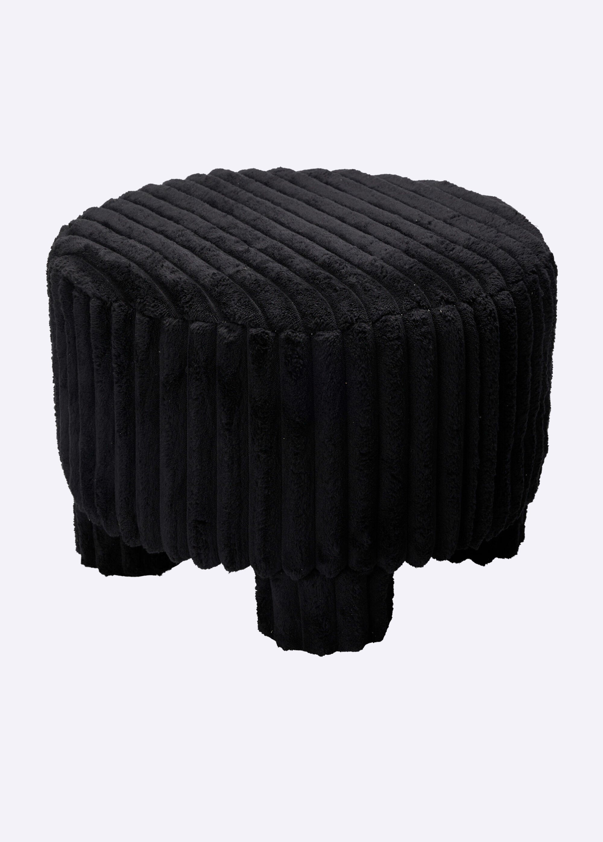 Pouf en velours à grosses cotes NOIR KP-AAE824860 FA1