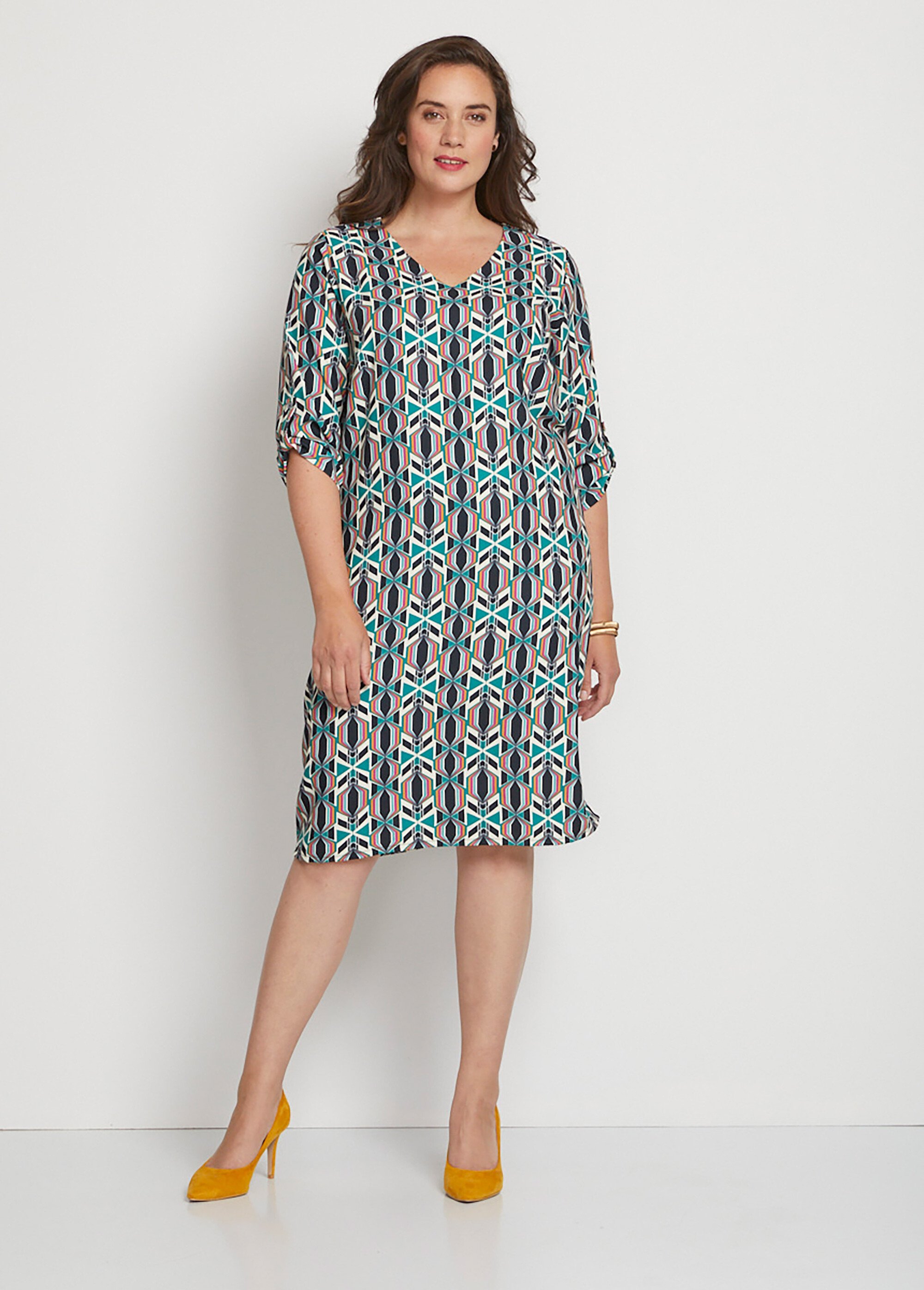 Robe courte droite imprimé graphique