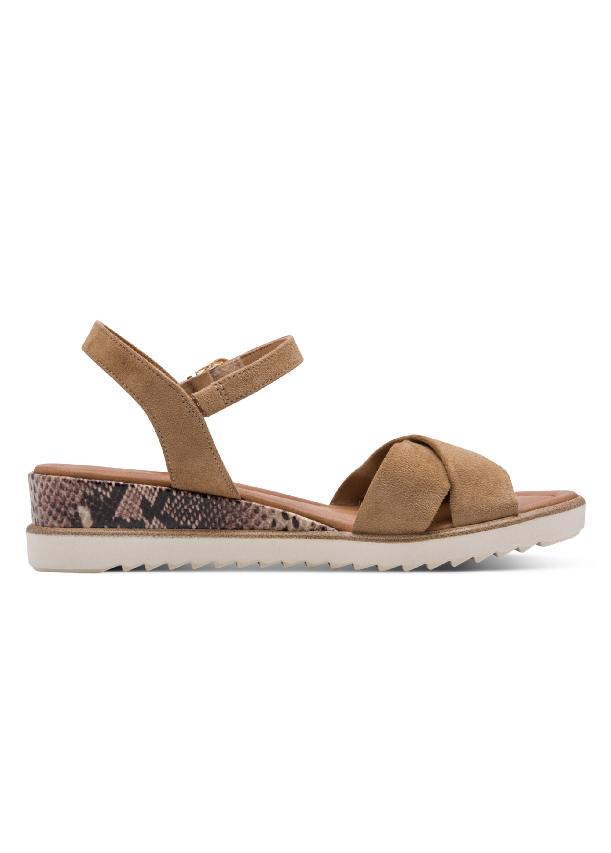 Sandales compensées avec brides croisées Femme Beige TAM12811644 DR1