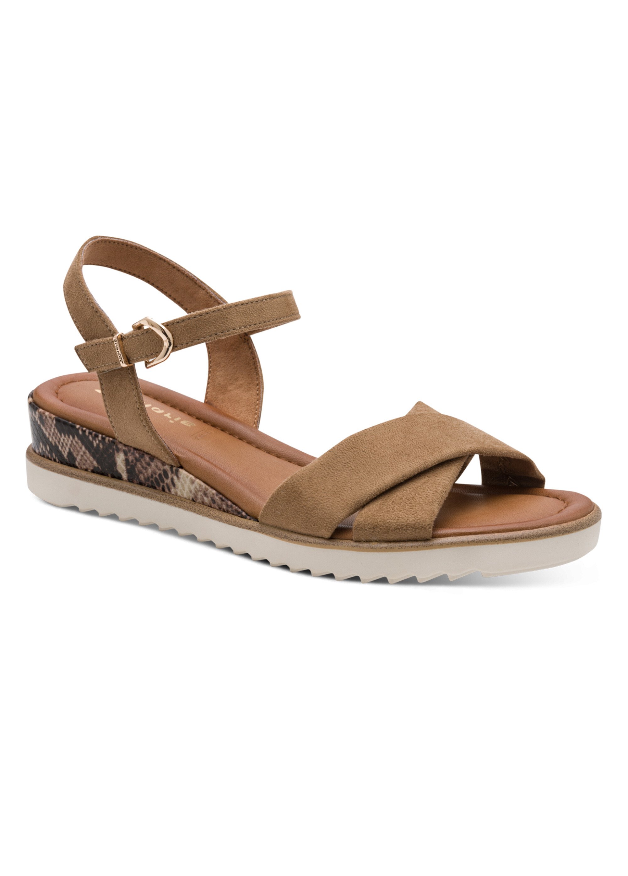 Sandales compensées avec brides croisées Femme Beige TAM12811644 FA1