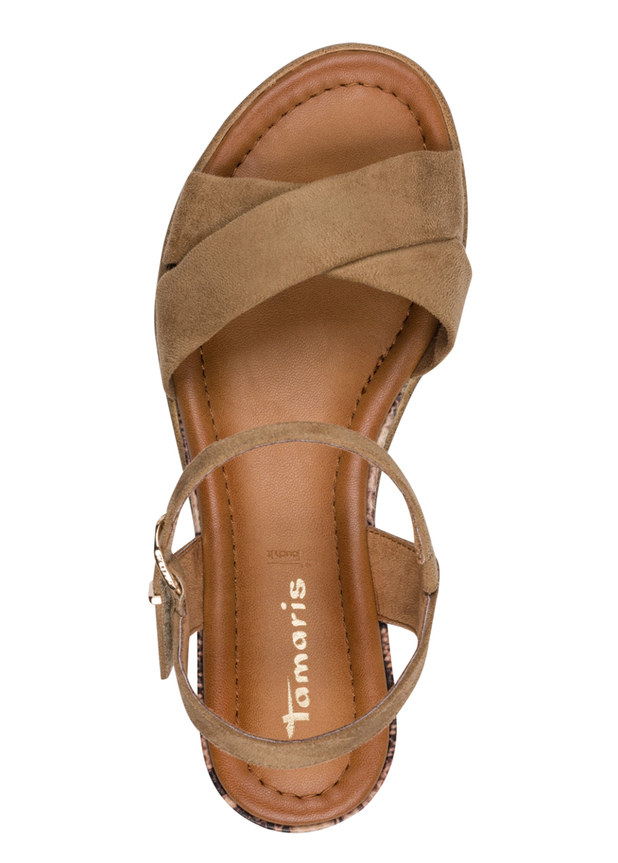 Sandales compensées avec brides croisées Femme Beige TAM12811644 OV1