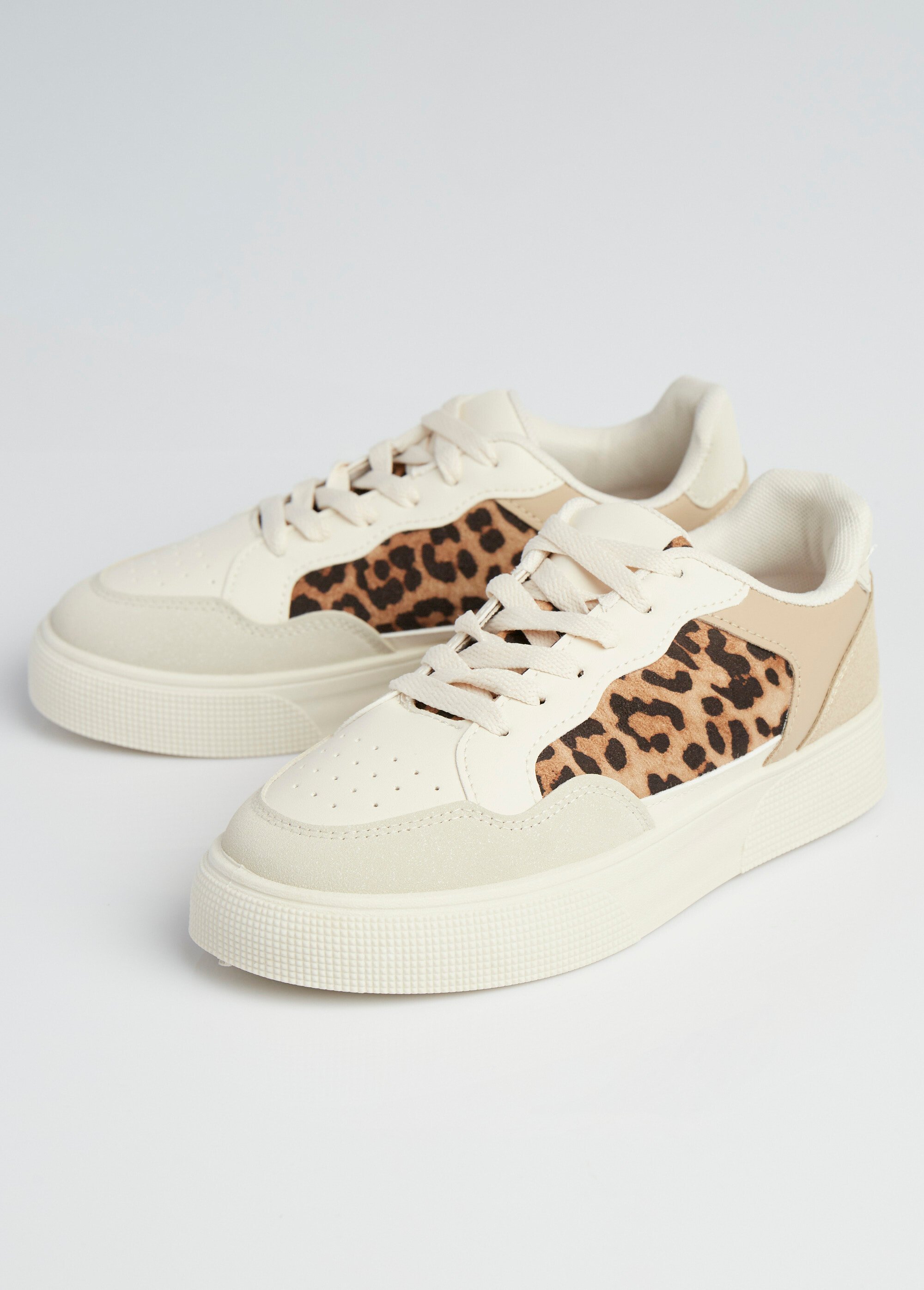 Sneakers multimatières à lacets