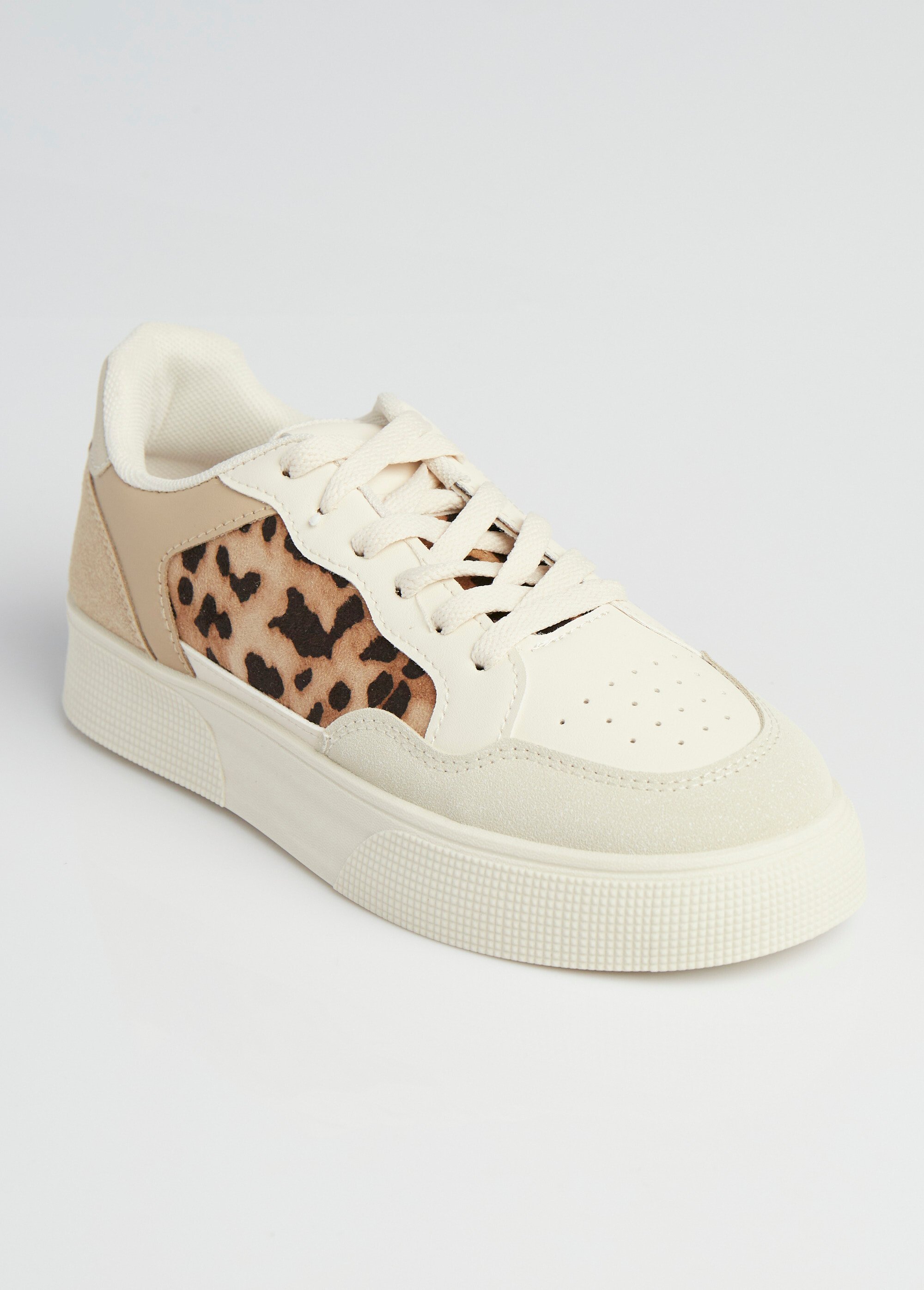 Sneakers multimatières à lacets