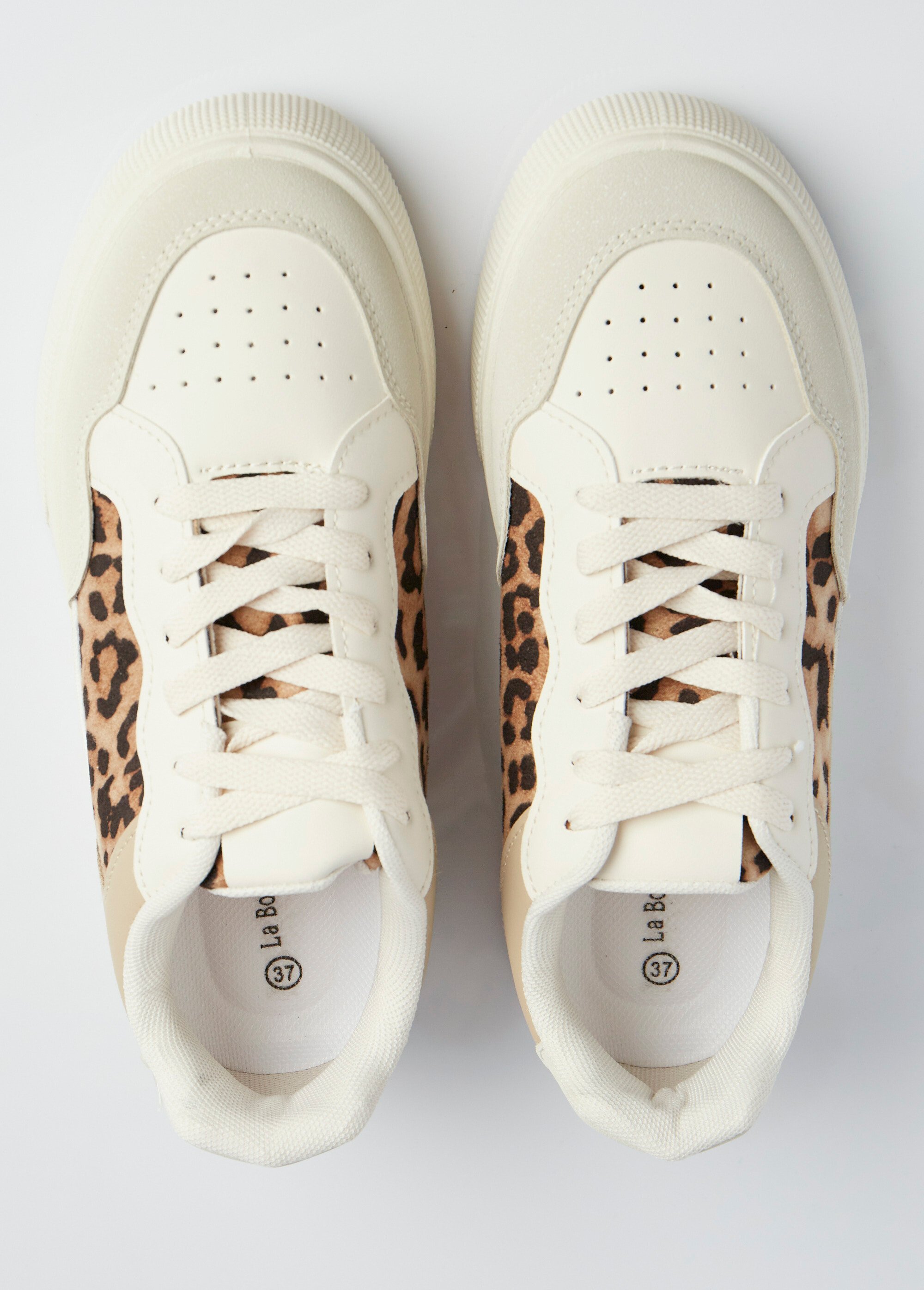 Sneakers multimatières à lacets Femme Marron LBSDCX9691 OV1