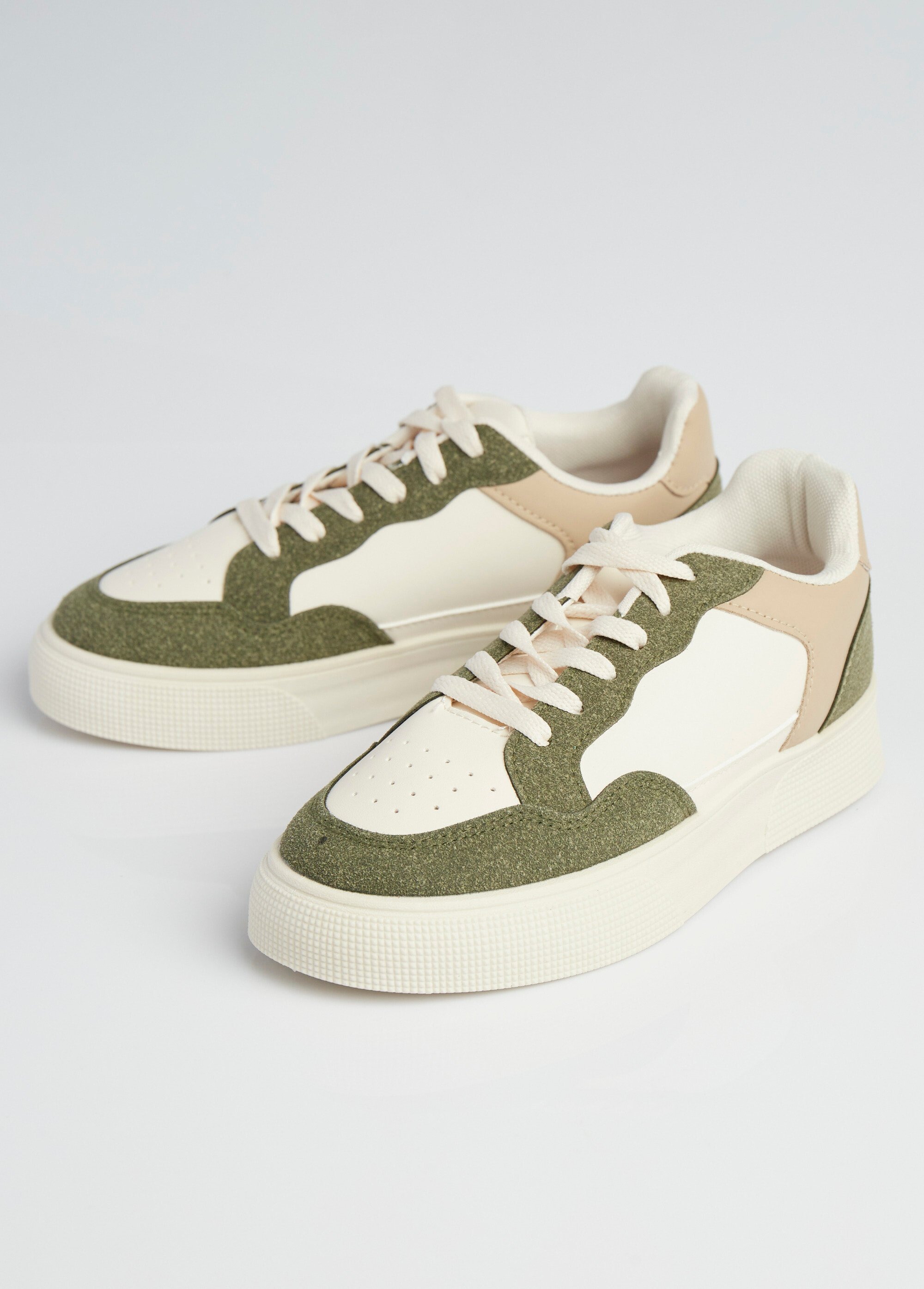 Sneakers multimatières à lacets