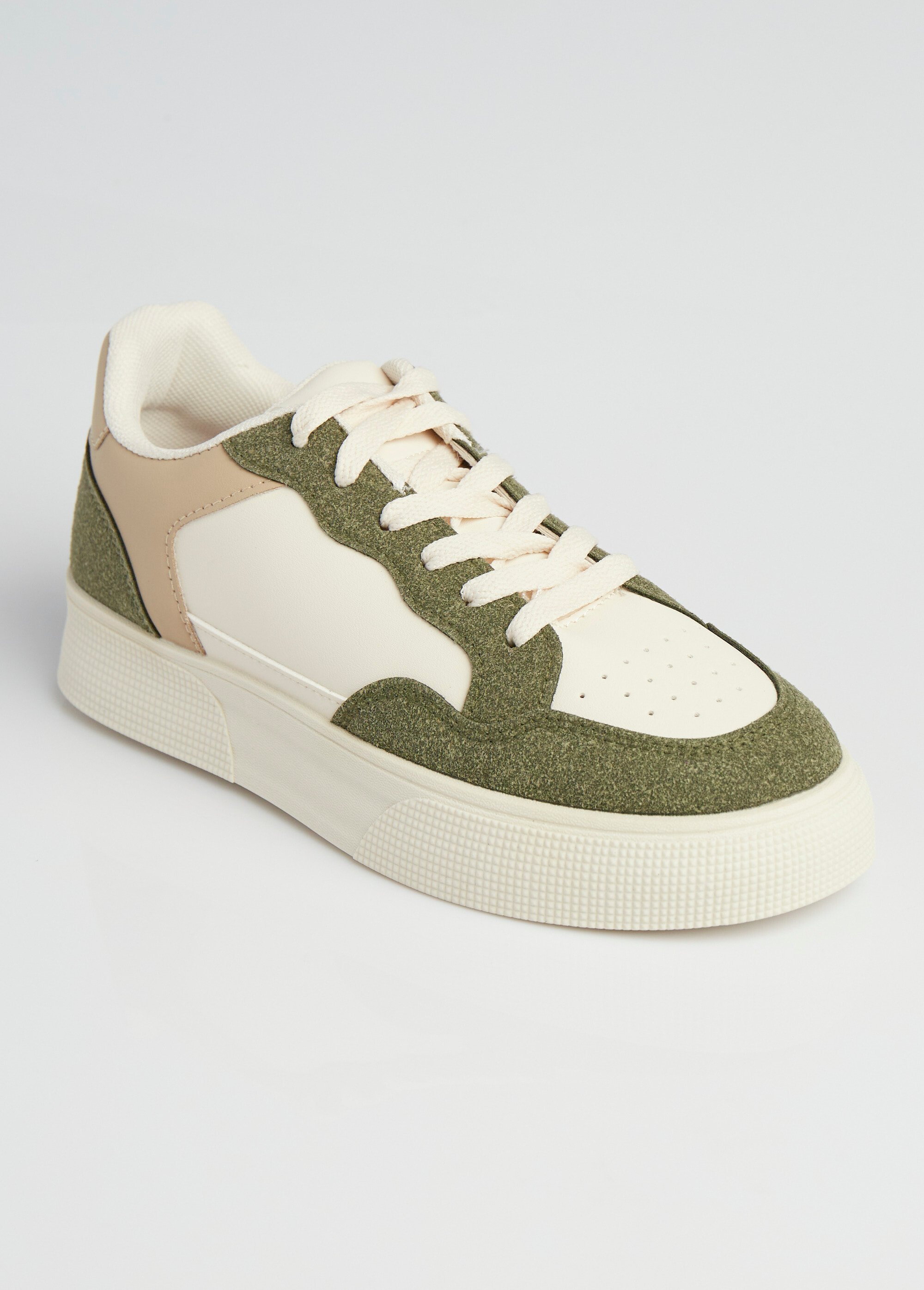 Sneakers multimatières à lacets Femme Vert LBSDCX9691 FA1