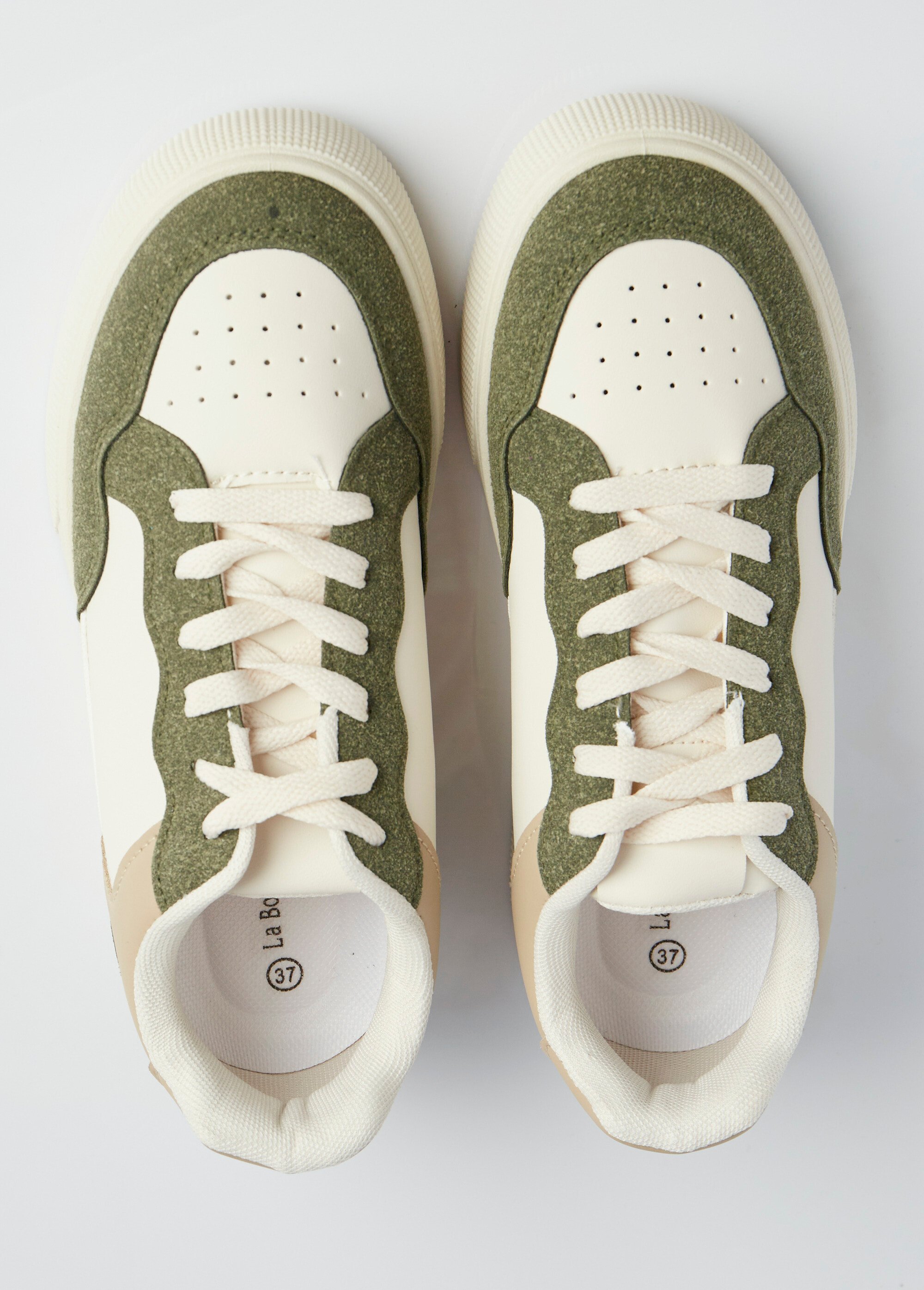 Sneakers multimatières à lacets Femme Vert LBSDCX9691 OV1