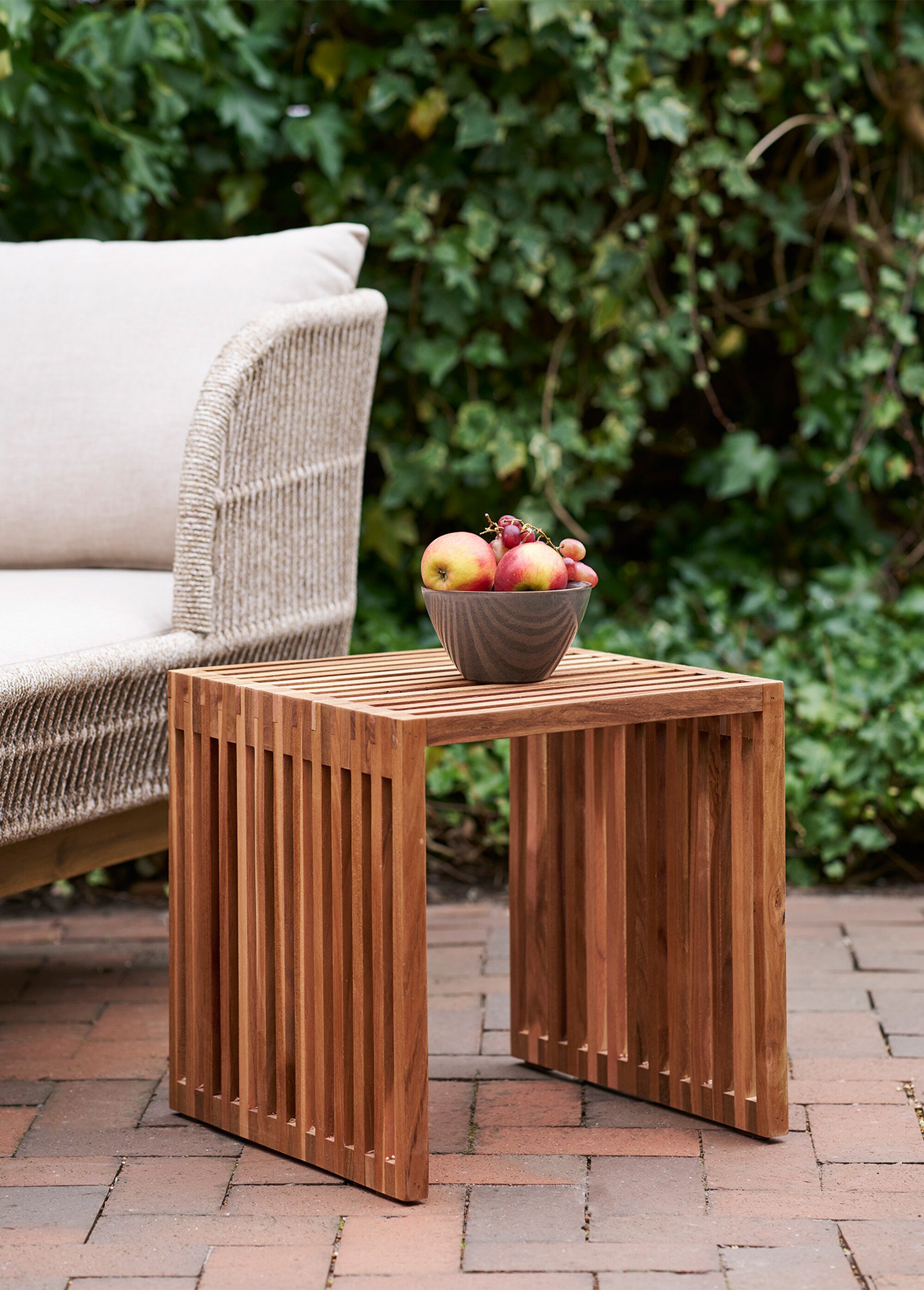 Table basse en teck, lattes ajourées BEIGE HN-2001060 SI1