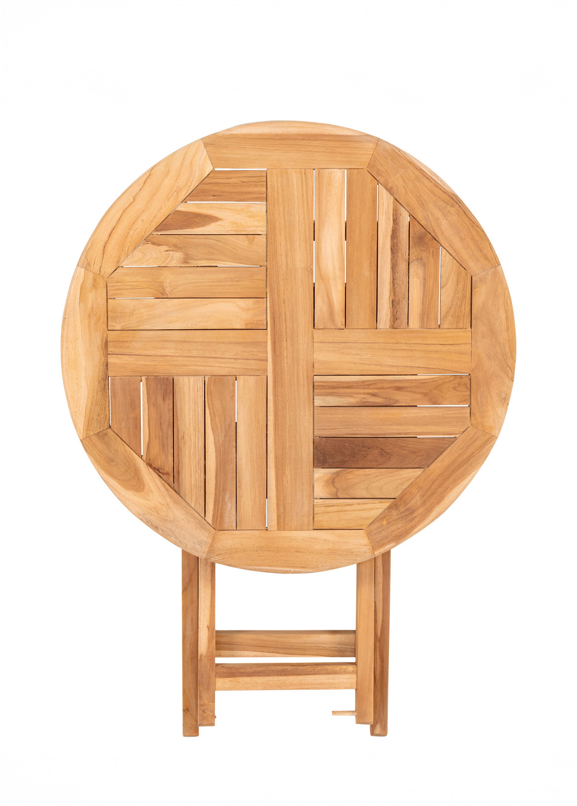 Table basse ronde pliante, bois de teck BEIGE HN-7501100 DE2