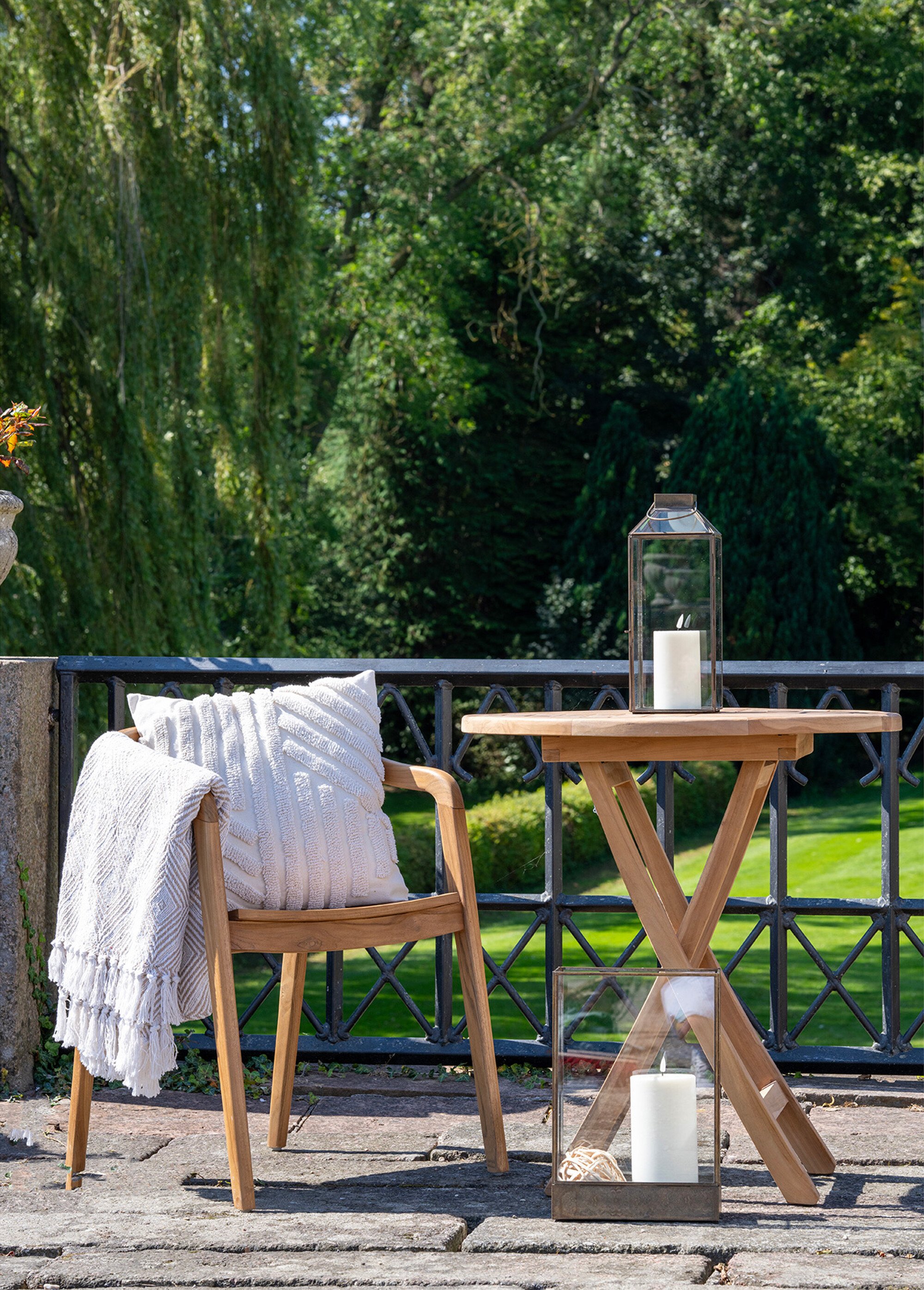Table basse ronde pliante, bois de teck BEIGE HN-7501100 SI2