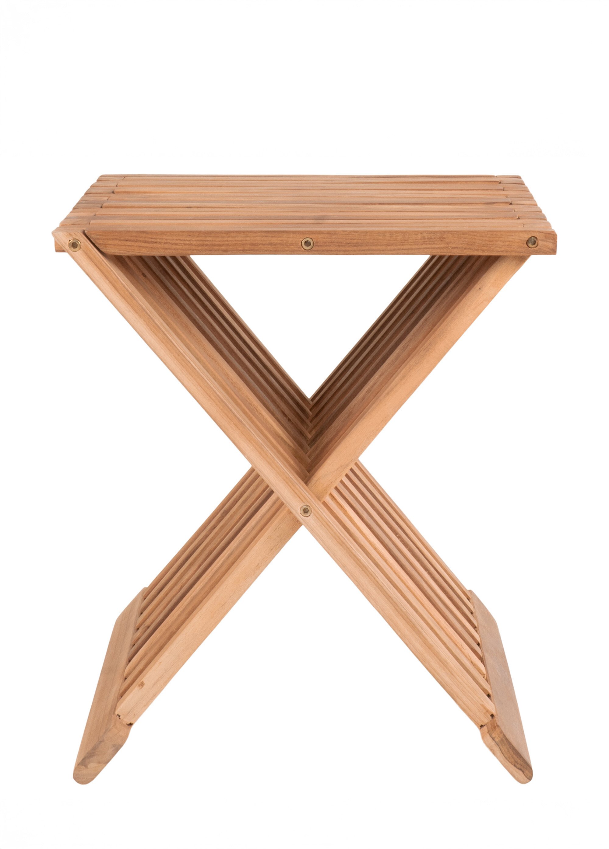 Table d'appoint ajourée en teck à lattes BEIGE HN-1501120 DE1