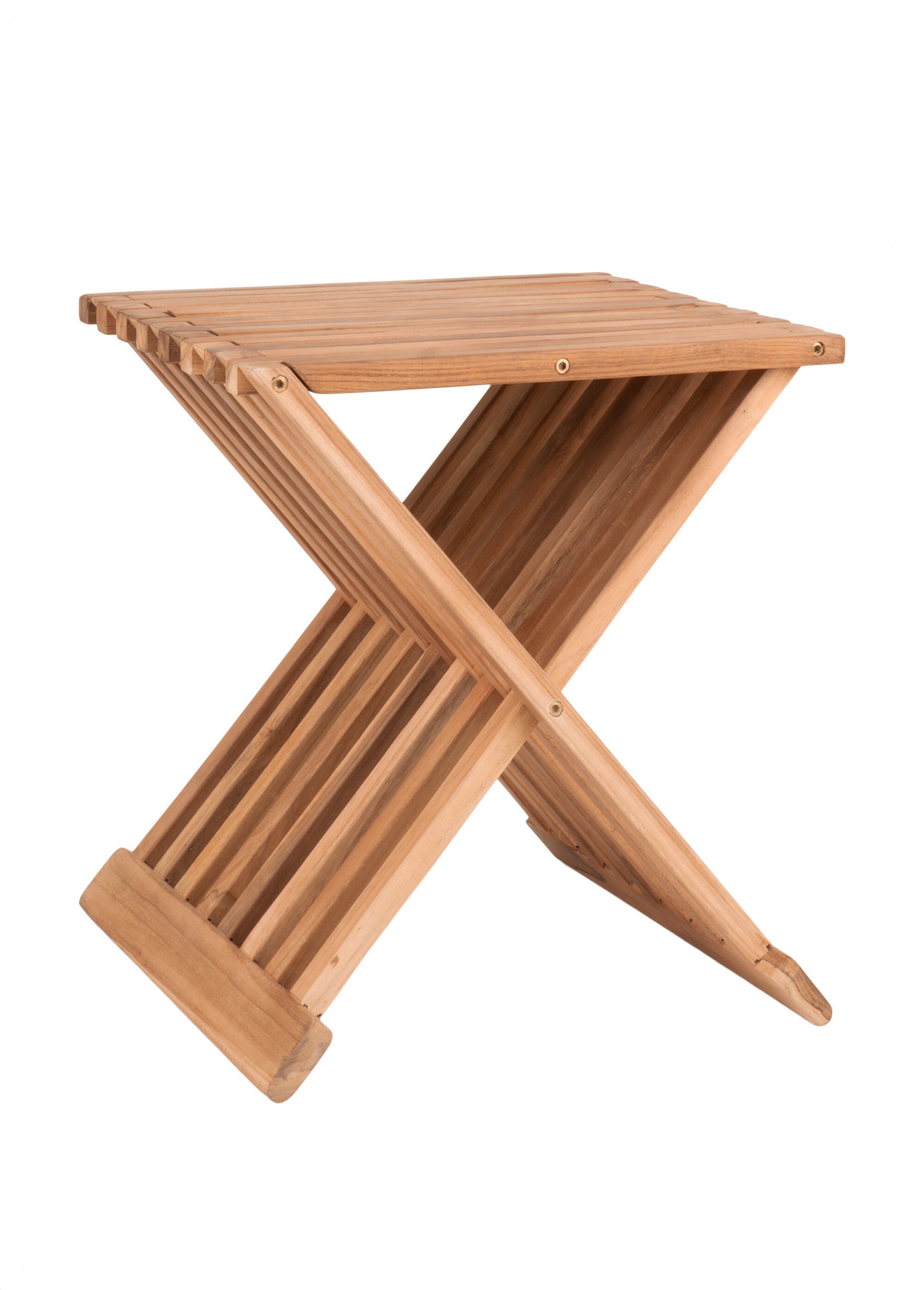 Table d'appoint ajourée en teck à lattes BEIGE HN-1501120 FA1