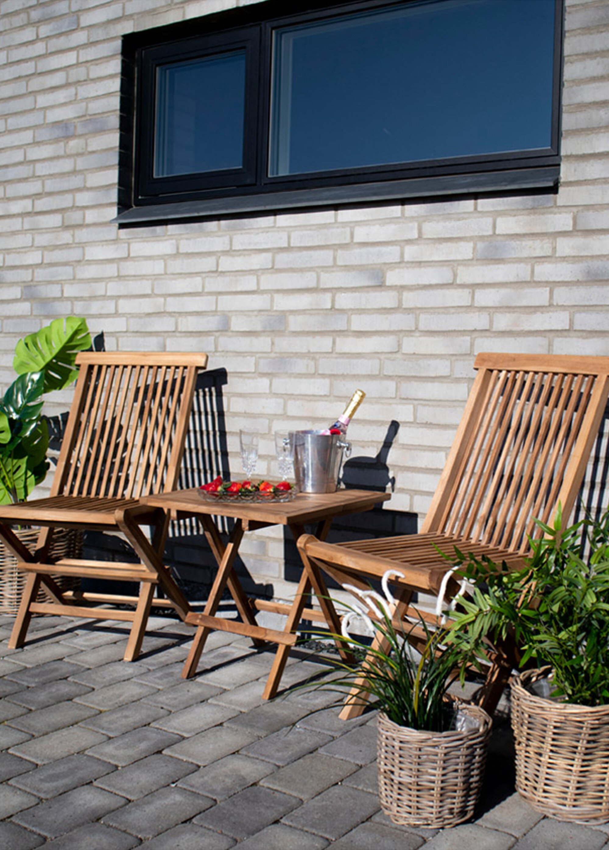 Table outdoor en bois de teck, pliable BEIGE HN-7501001 SI1