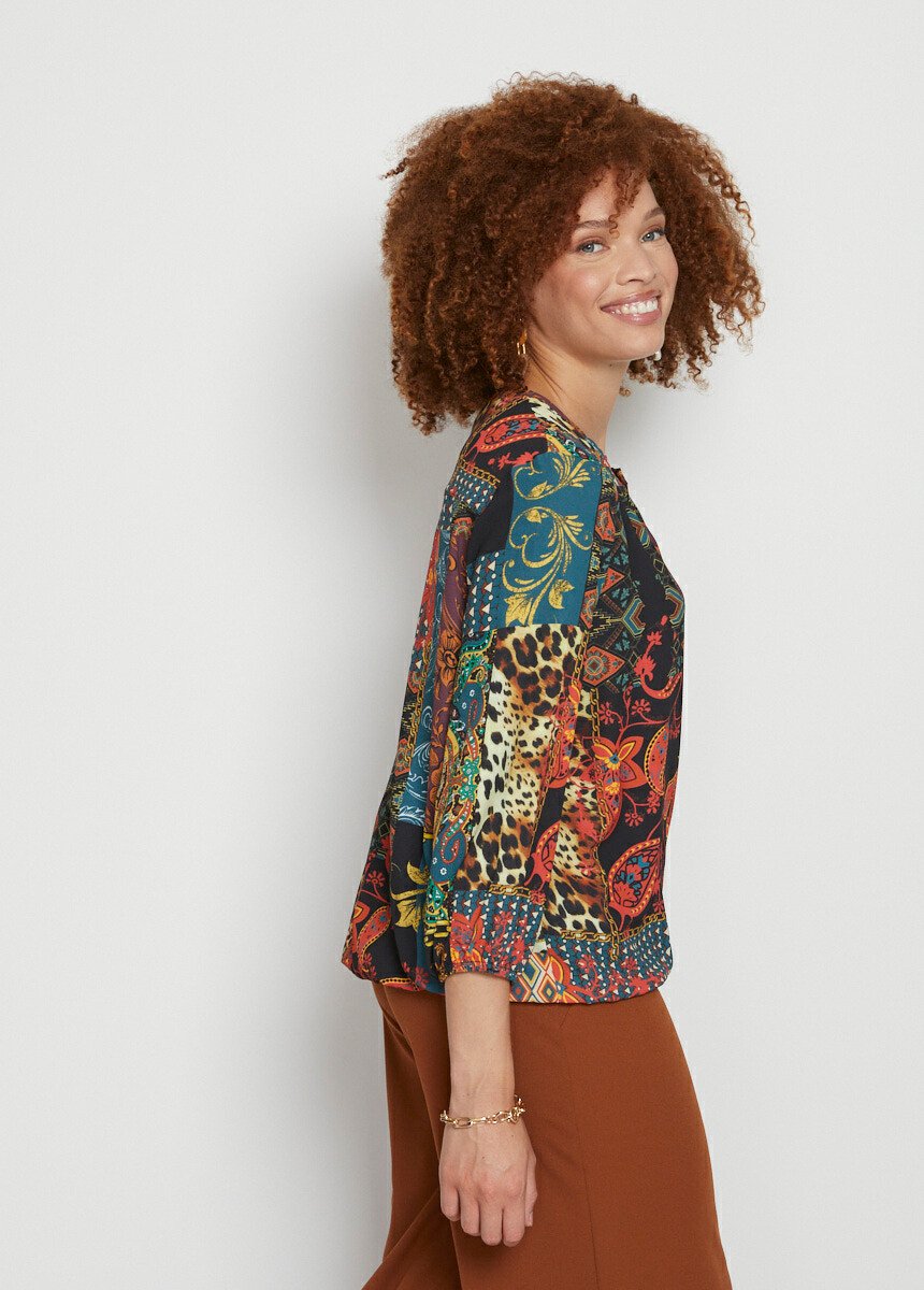 Tunique blousante courte imprimé patchwork Femme Orange CRAC DR1