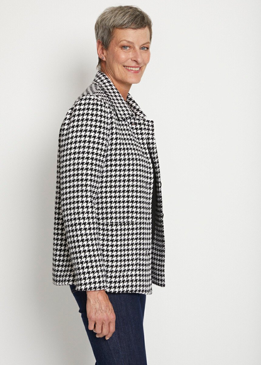 Veste manteau tissu uni ou pied-de-coq Femme Noir TOURNURE DR1