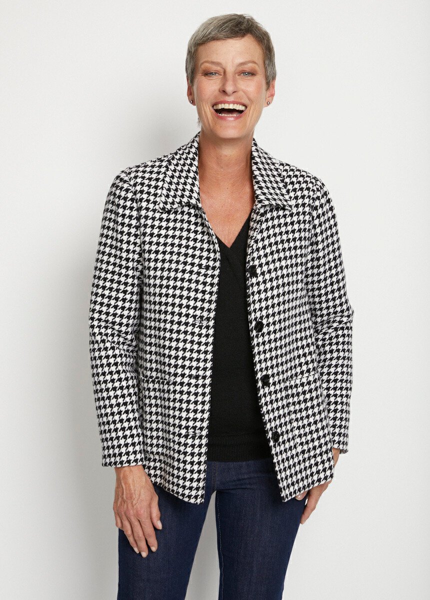 Veste manteau tissu uni ou pied-de-coq