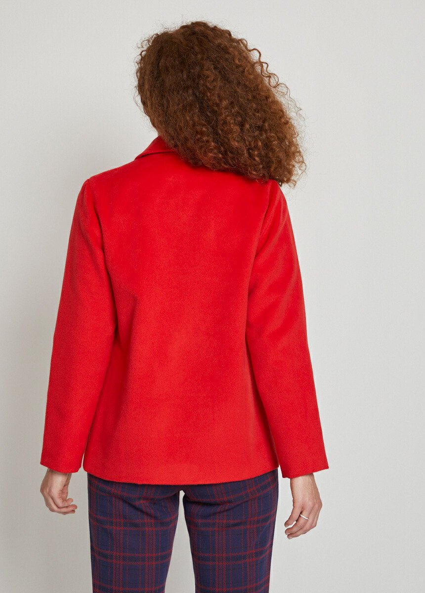 Veste manteau tissu uni ou pied-de-coq