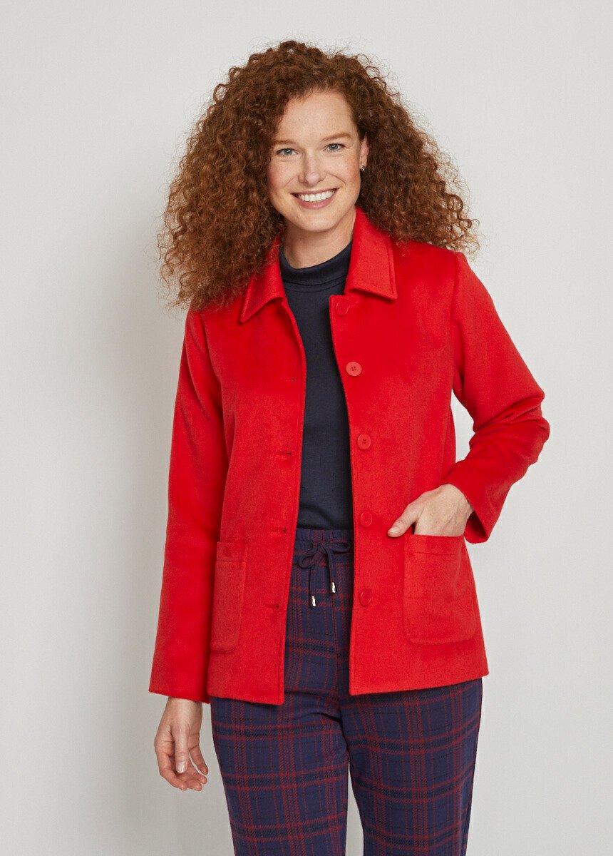 Veste manteau tissu uni ou pied-de-coq