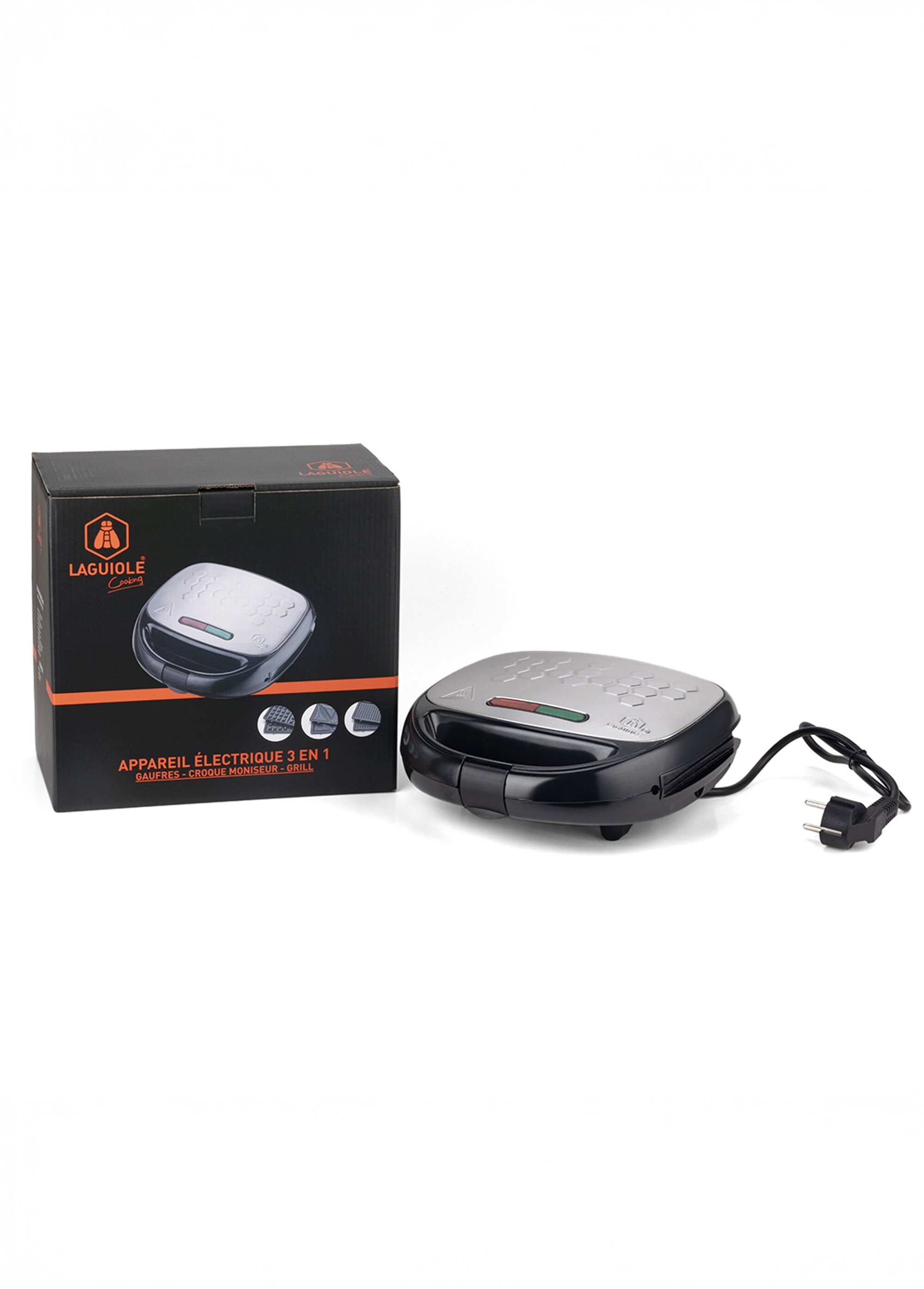 Appareil 3 en 1 gaufrier/croque/grill Noir 9220240 DE4