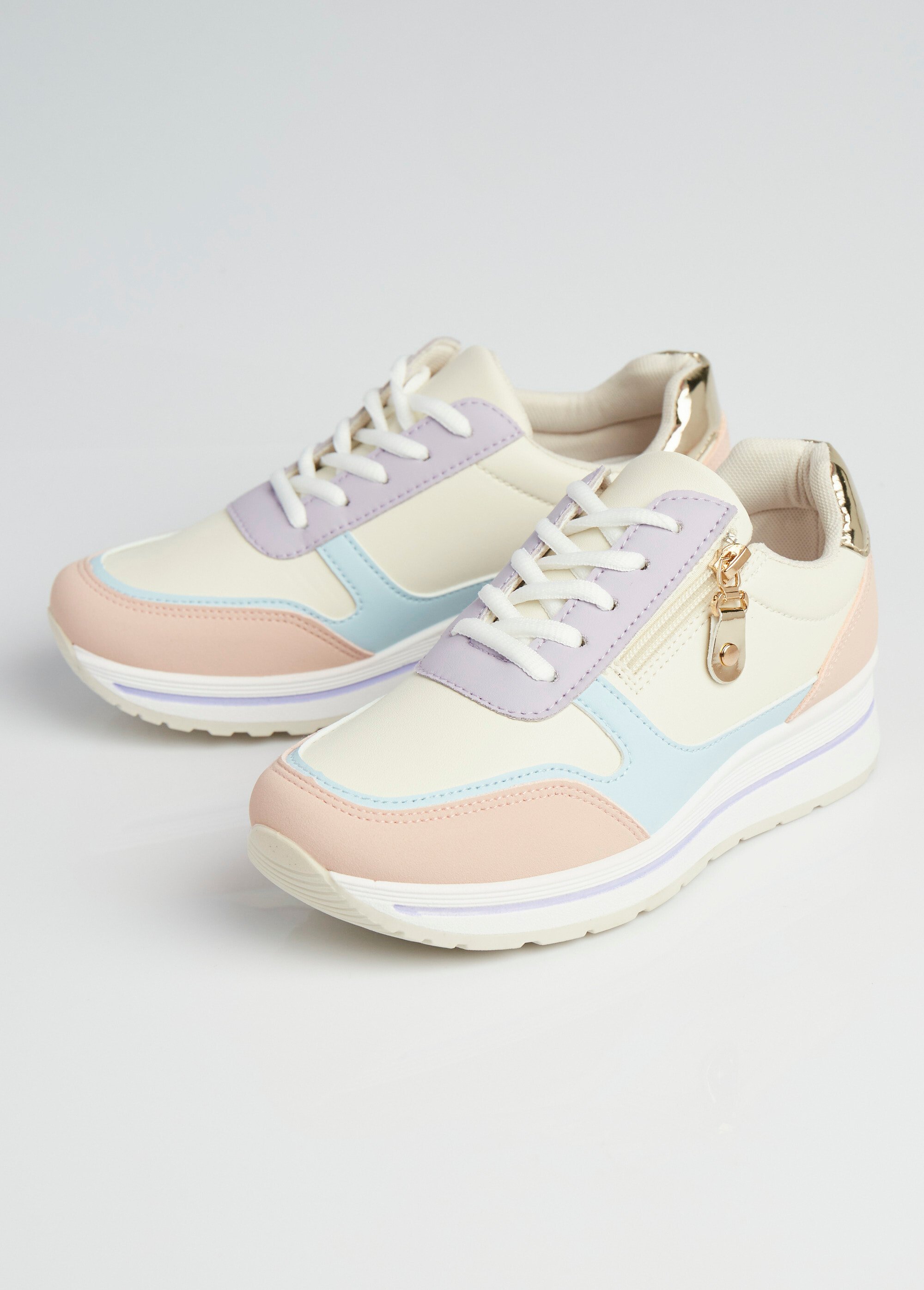 Baskets multimatières colorées compensées Femme Violet LBSDXRJ8175 DE1
