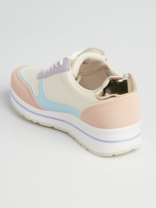 Baskets multimatières colorées compensées Femme Violet LBSDXRJ8175 DO1