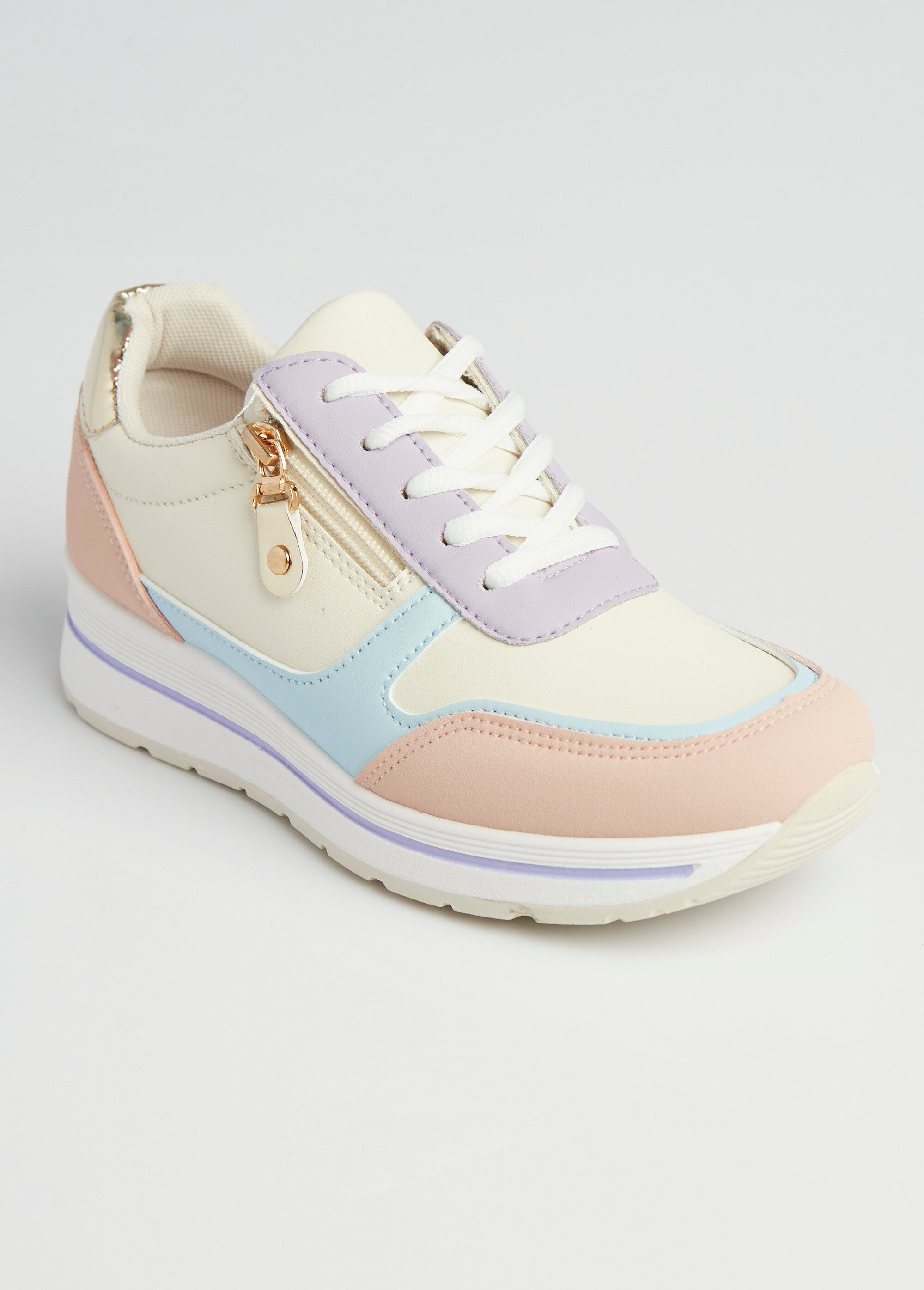 Baskets multimatières colorées compensées Femme Violet LBSDXRJ8175 FA1