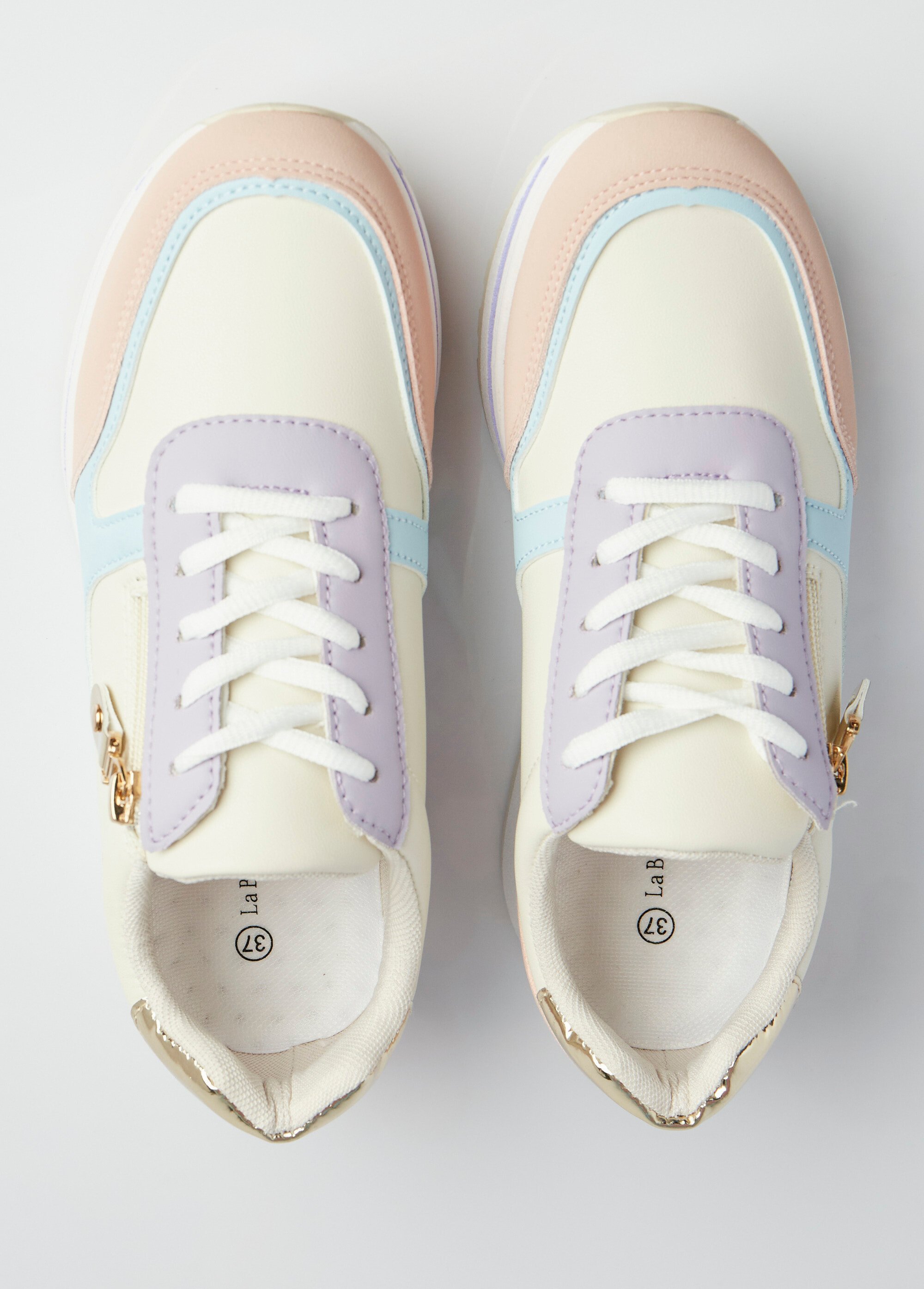 Baskets multimatières colorées compensées Femme Violet LBSDXRJ8175 OV1