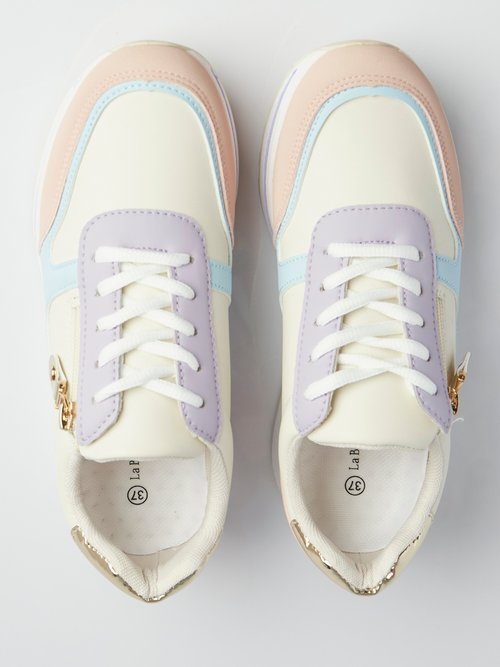 Baskets multimatières colorées compensées Femme Violet LBSDXRJ8175 OV1