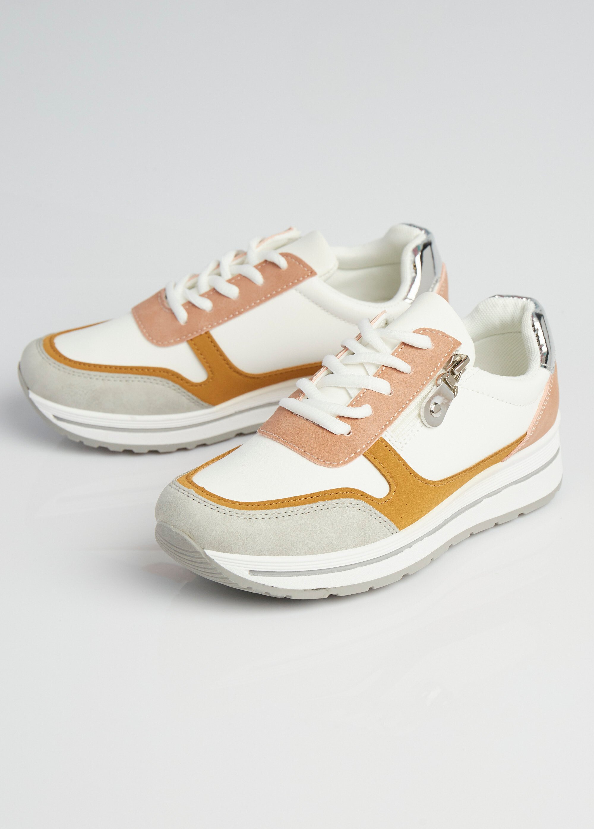 Baskets multimatières colorées compensées Femme Marron LBSDXRJ8175 DE1