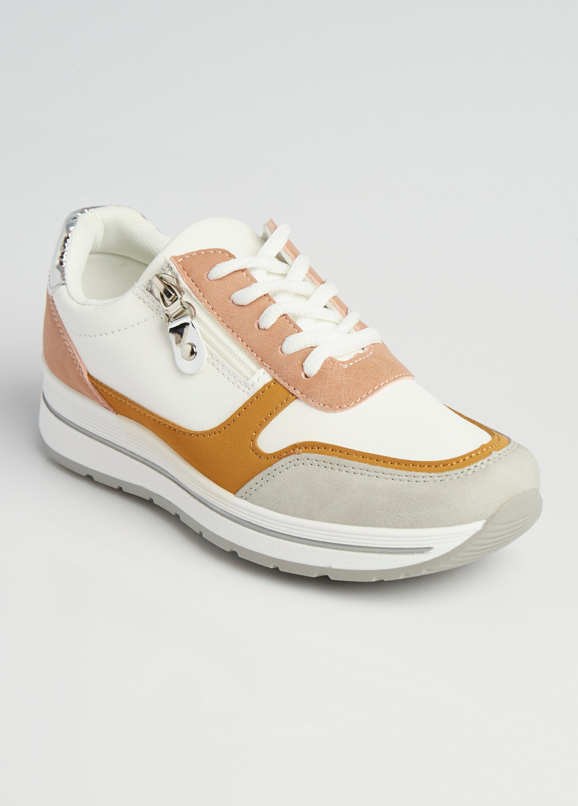 Baskets multimatières colorées compensées Femme Marron LBSDXRJ8175 FA1