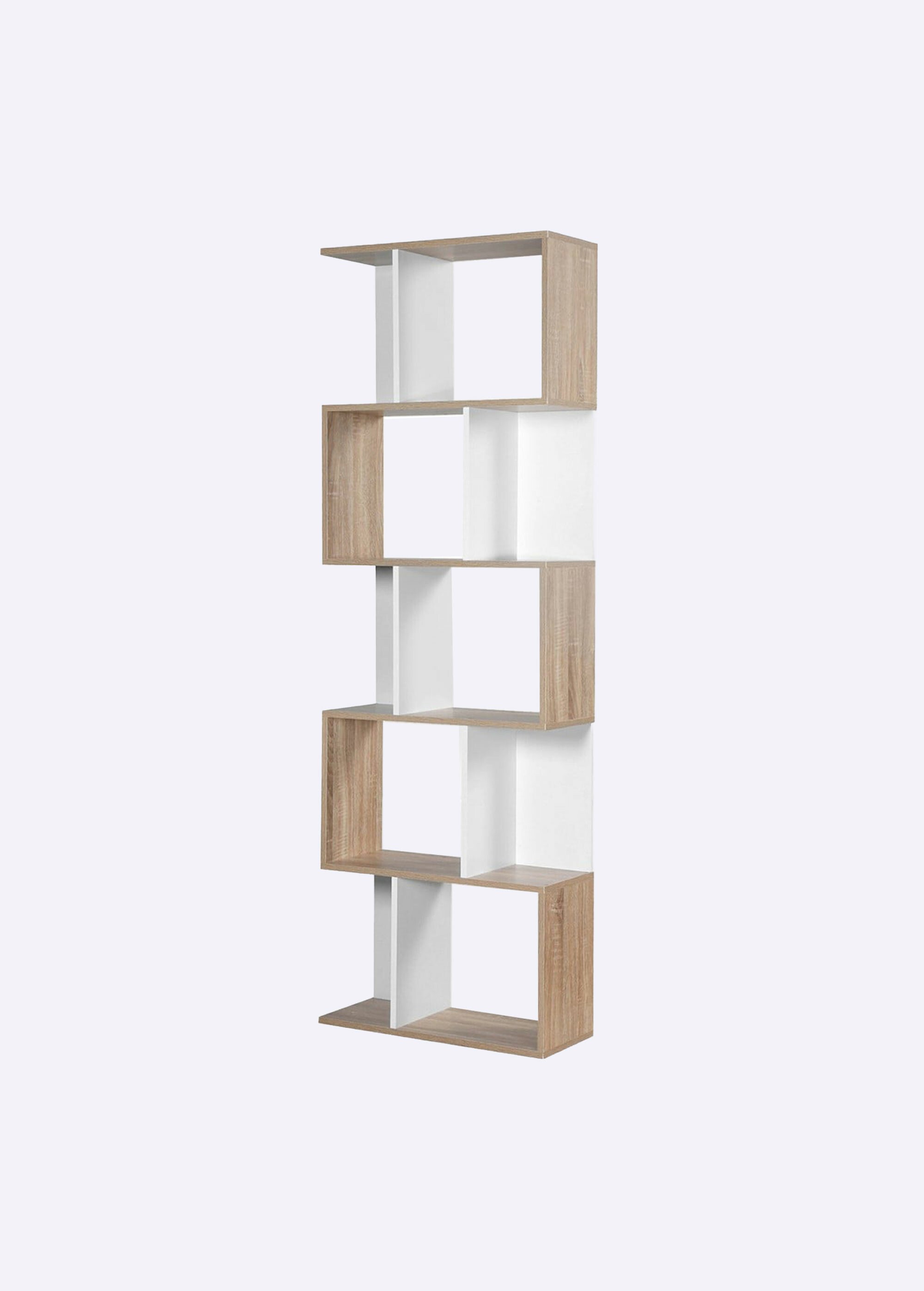 Bibliothèque zigzag décor bicolore, 60cm MARRON CAL-12369133 DE1