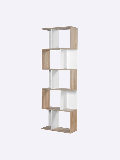 Bibliothèque zigzag décor bicolore, 60cm MARRON CAL-12369133 DE1