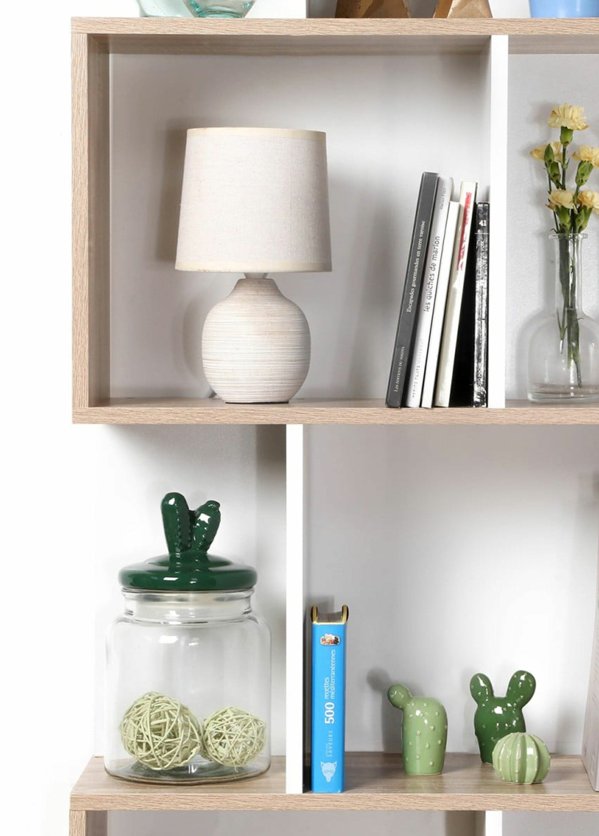 Bibliothèque zigzag décor bicolore, 60cm MARRON CAL-12369133 DE2