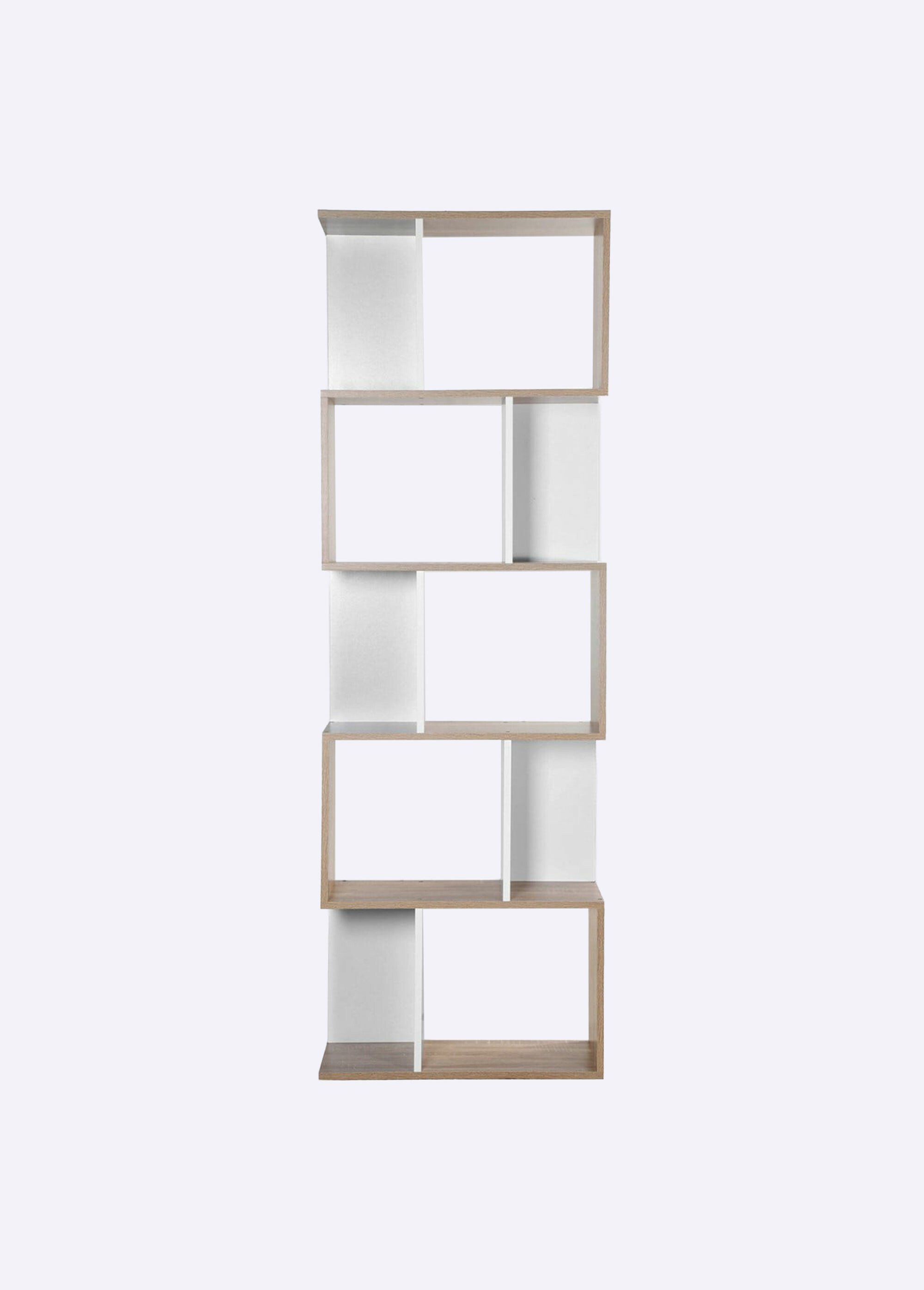 Bibliothèque zigzag décor bicolore, 60cm MARRON CAL-12369133 FA1