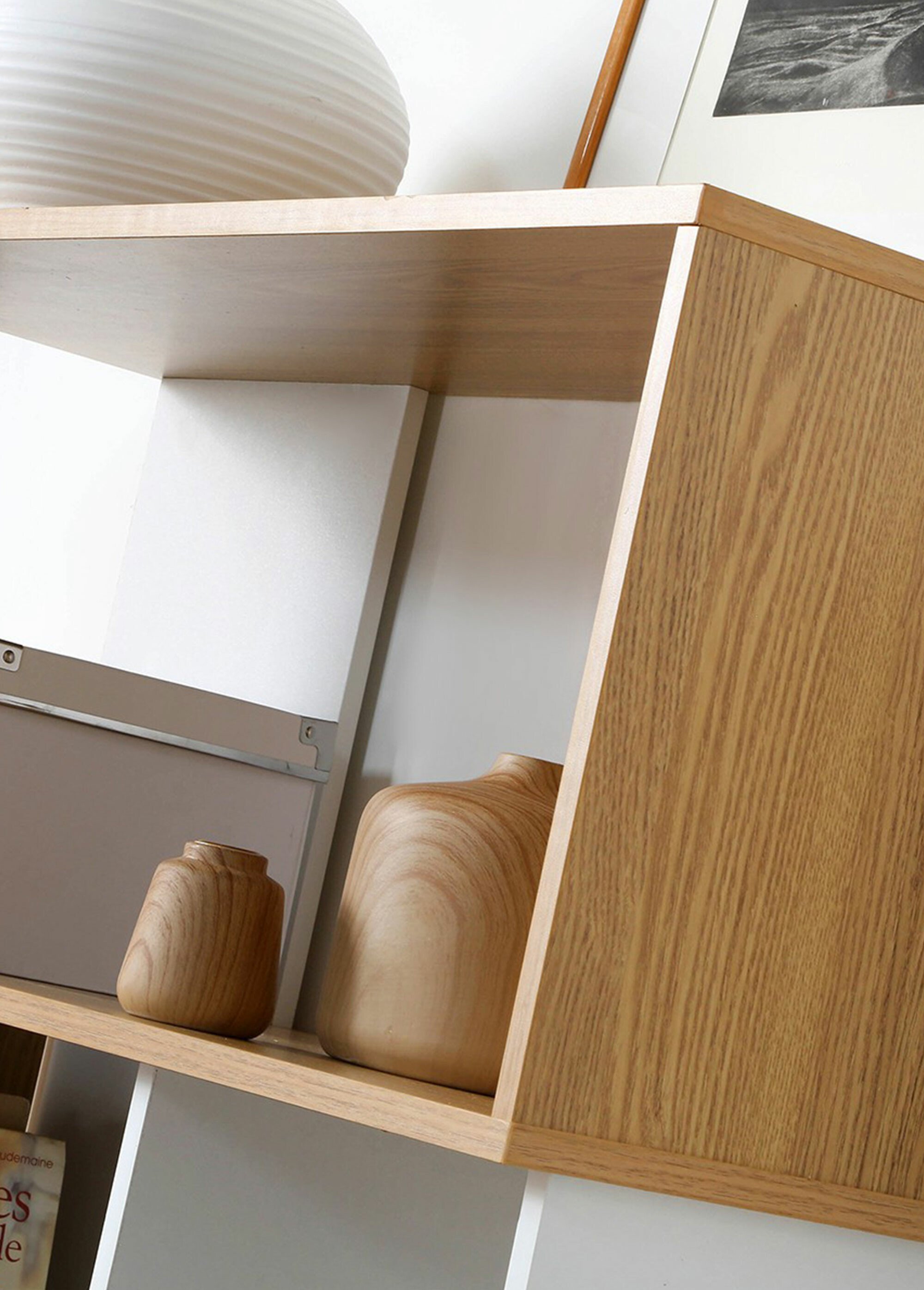 Bibliothèque zigzag décor bicolore, 80cm BLANC CAL-13214133 DE1