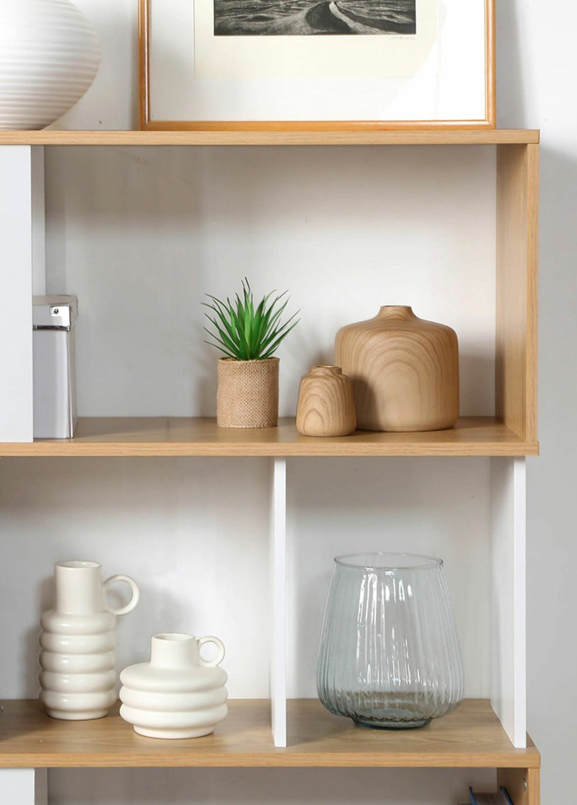 Bibliothèque zigzag décor bicolore, 80cm BLANC CAL-13214133 DE2