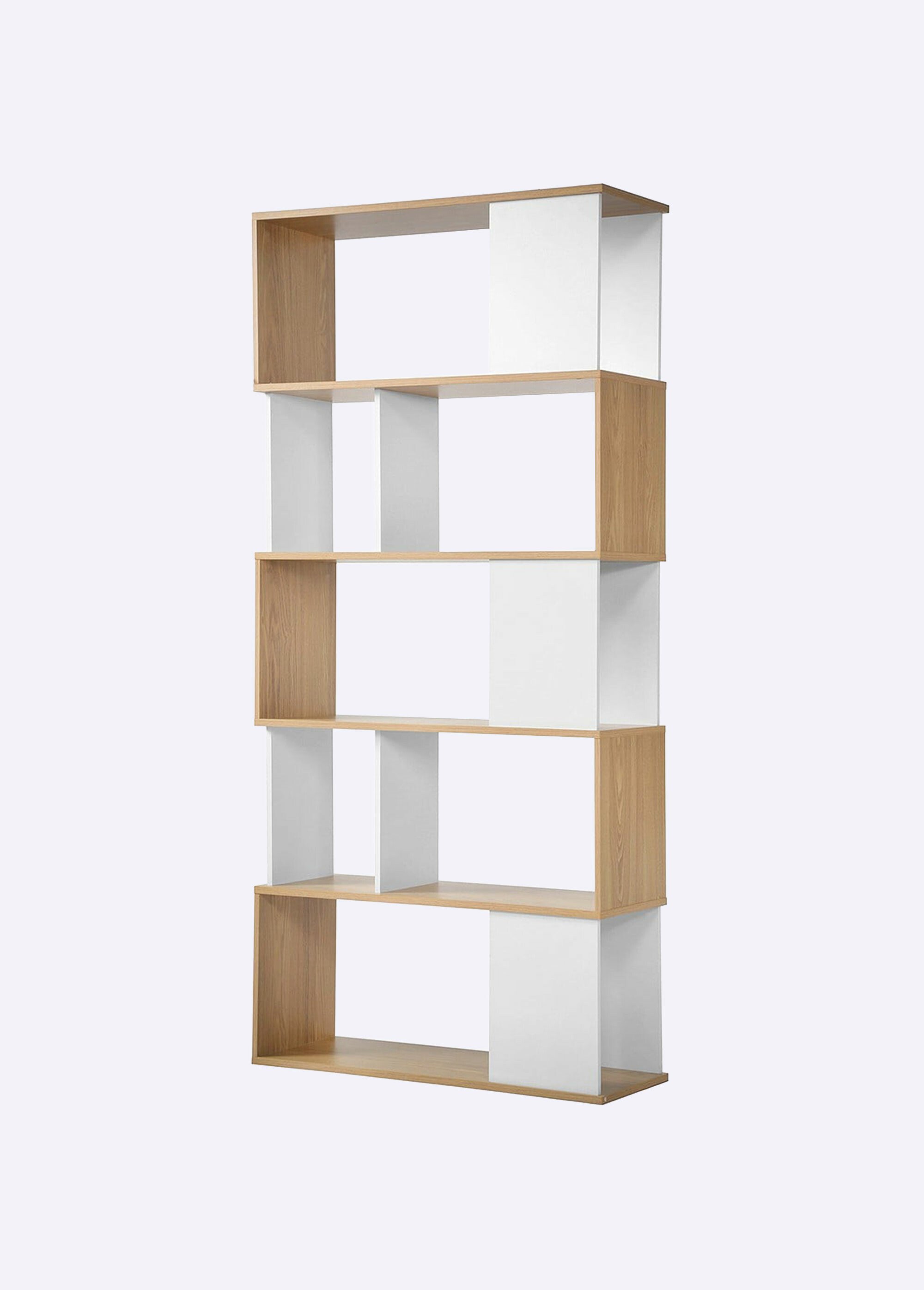Bibliothèque zigzag décor bicolore, 80cm BLANC CAL-13214133 FA1