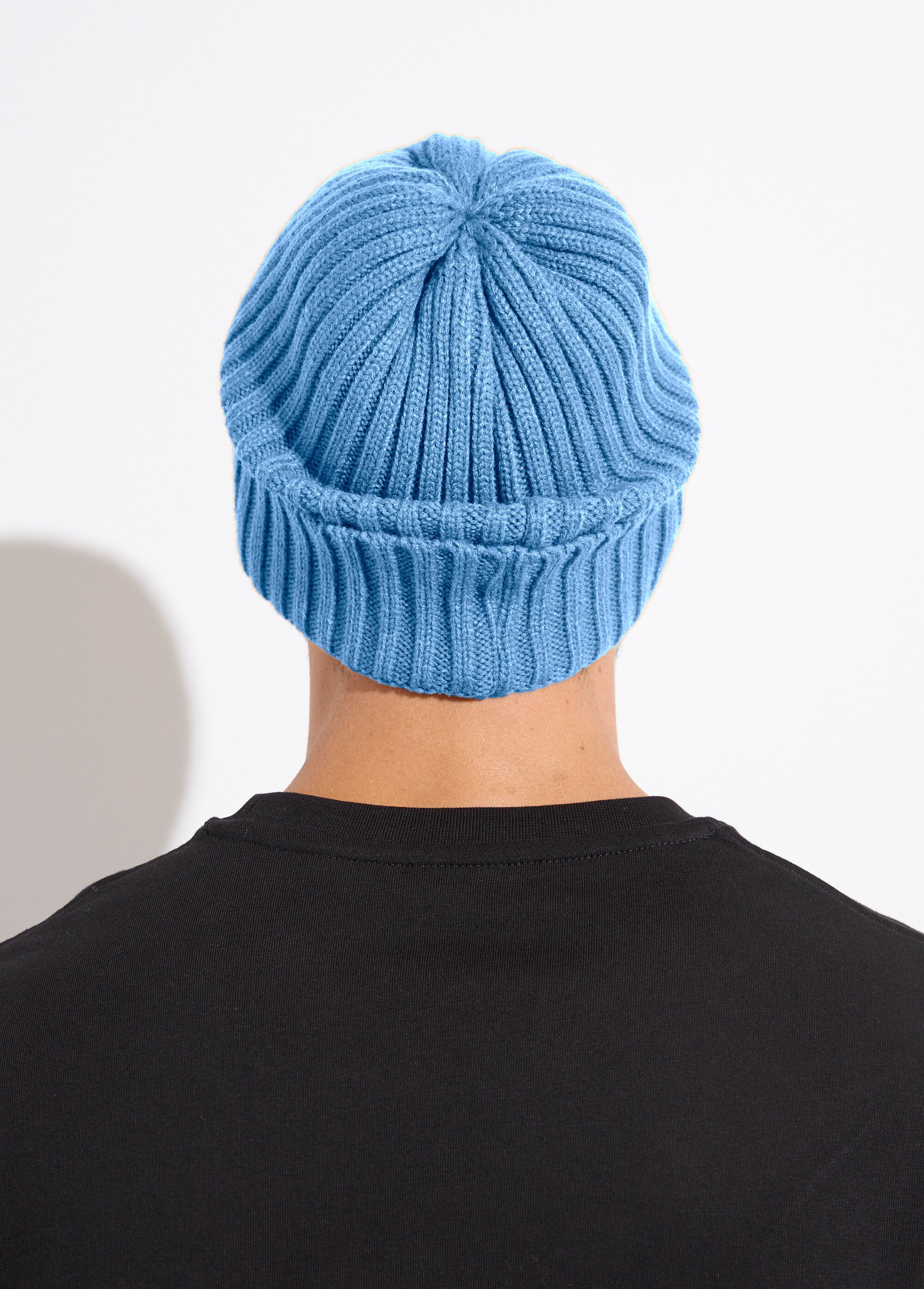 Bonnet en maille cotelée à revers