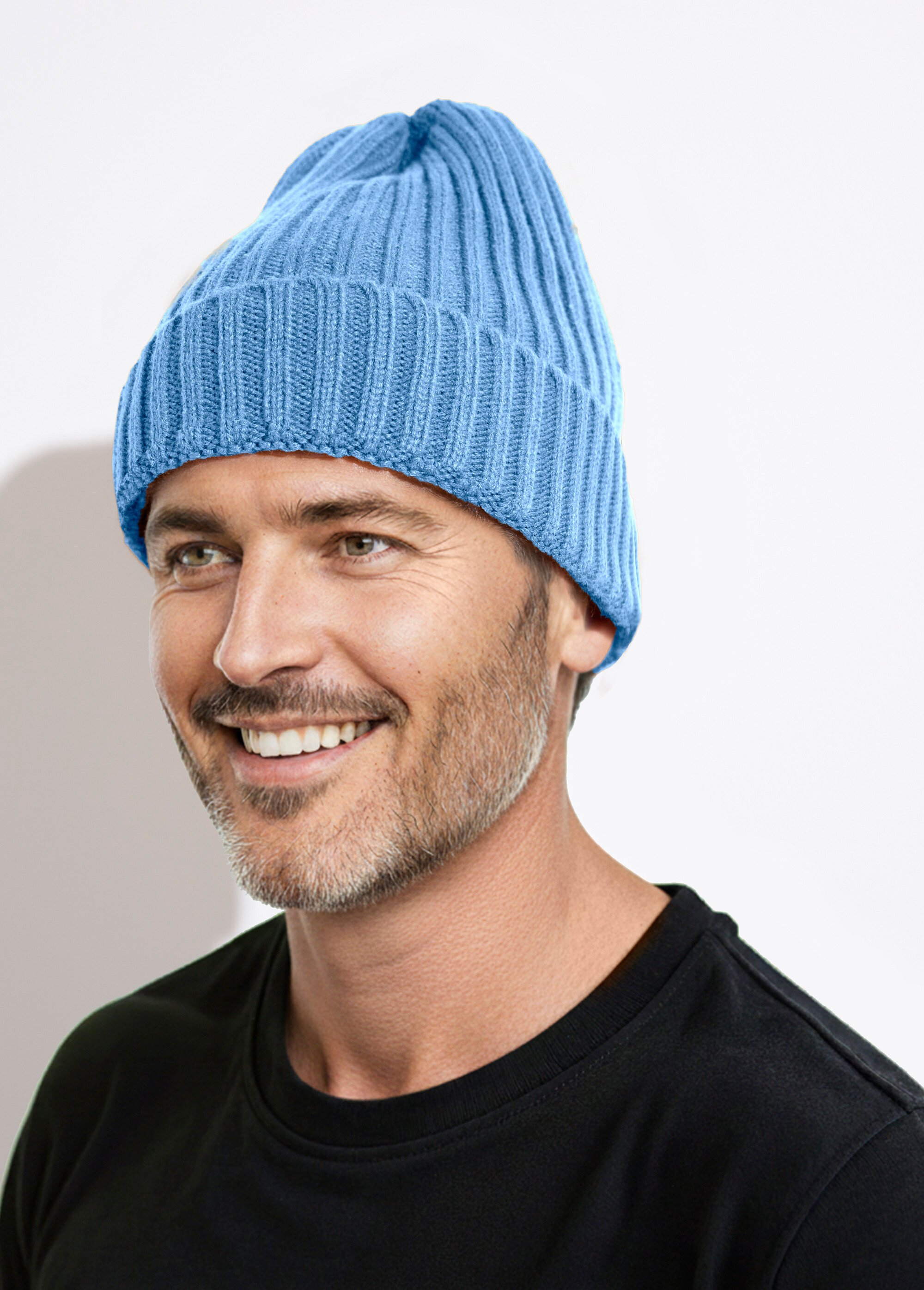 Bonnet en maille cotelée à revers