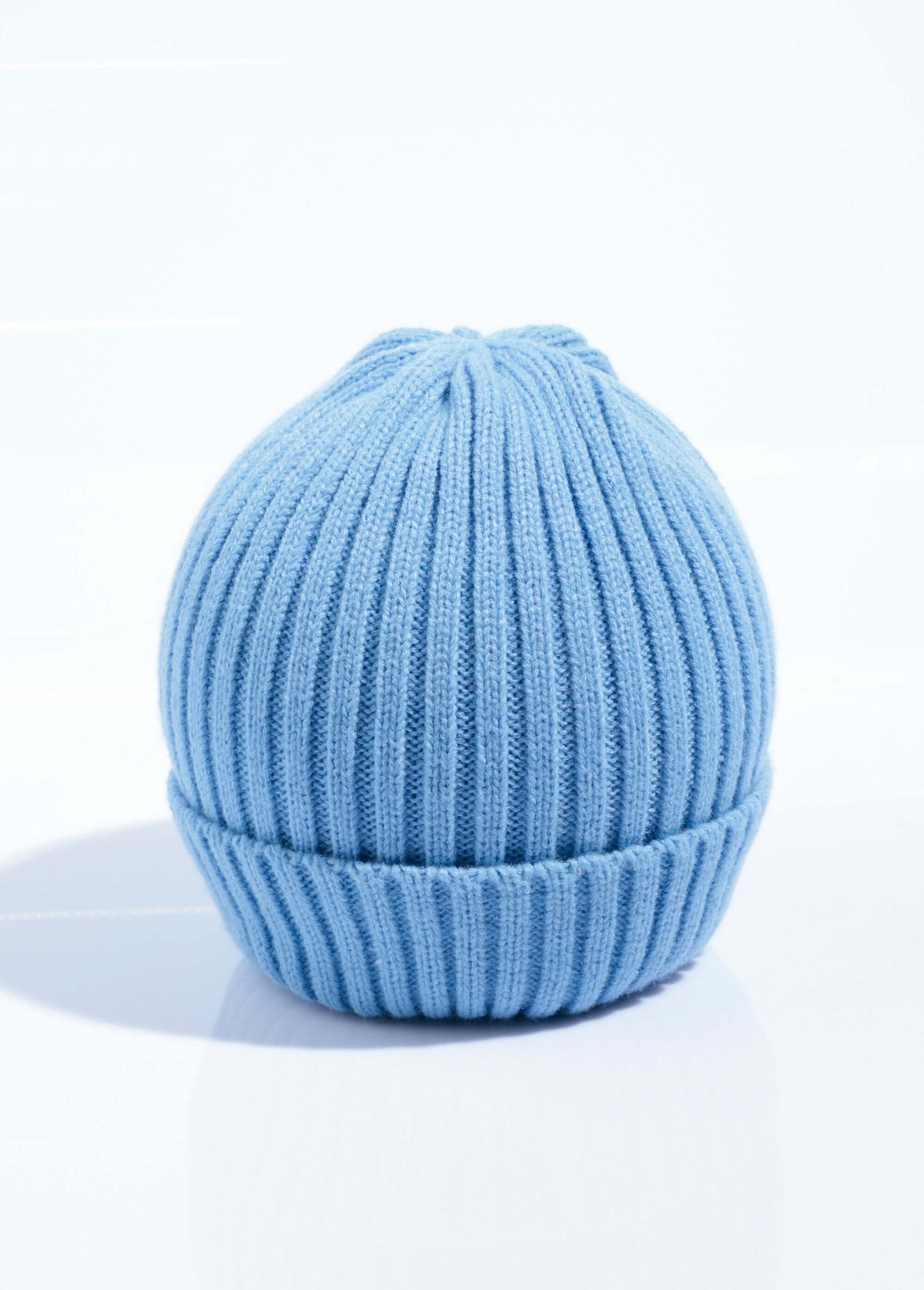 Bonnet en maille cotelée à revers Homme Bleu MENAKC01 FA2